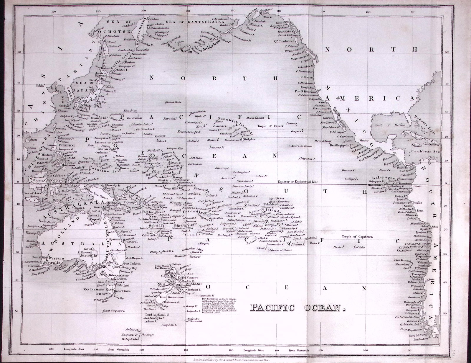 Pacific Ocean Detailed Antique 179-Year-Old Engraved Map-27-TR: Title: Pacific Ocean Detailed Antique 179-Year-Old Engraved Map-27-TR Description: This Antique Map was Removed from an Edition of. System of Geography By James Bell and Was Published By A Fullarton