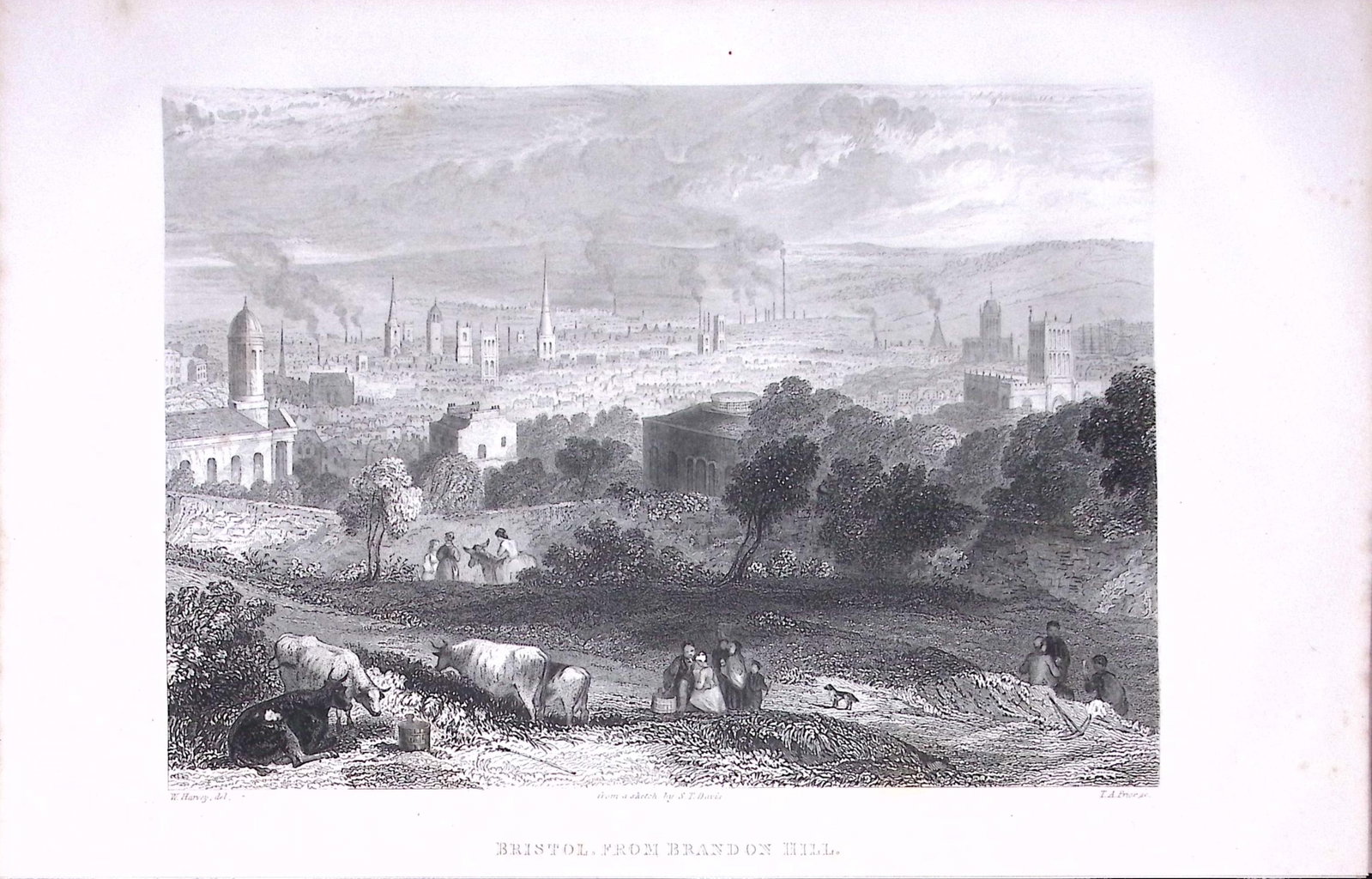 View of Bristol from Brandon Hill Antique 175-Year-Old Engraved Print-5-TR: Title: View of Bristol from Brandon Hill Antique 175-Year-Old Engraved Print-5-TR Description: The Land We Live In: Pictorial Sketch Book of British Islands. 1850 This Engraved Print Has Been Removed