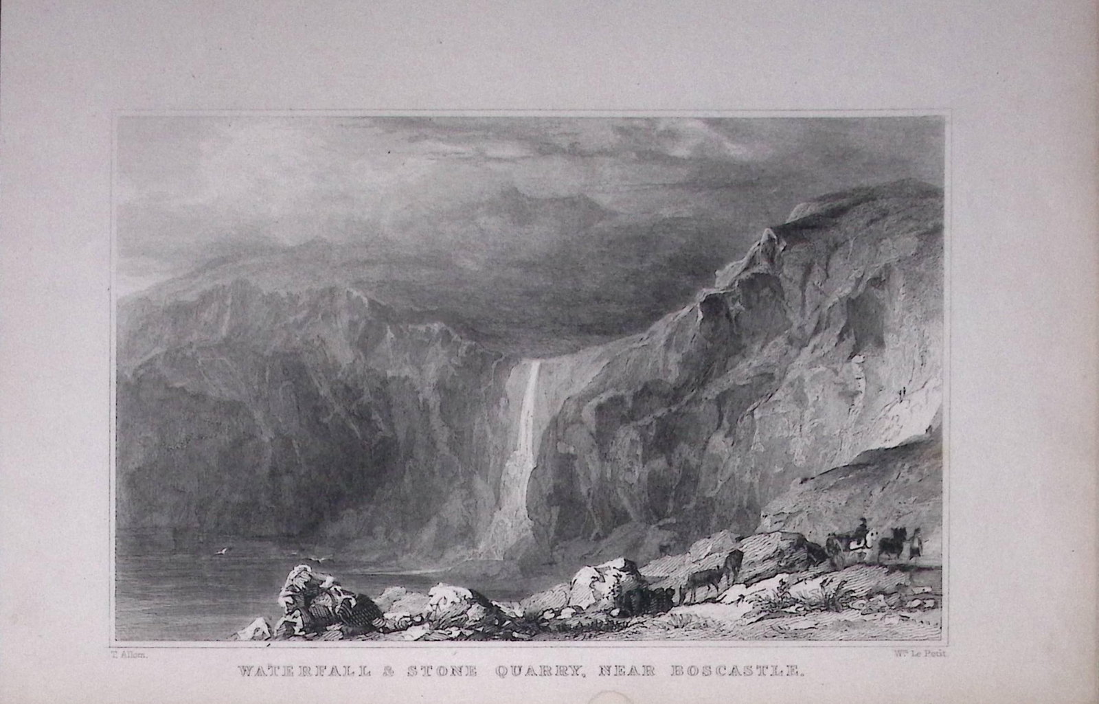 Cornwall Boscastle Waterfall & Stone Quarry Antique 193 Years-Old Steel-Engraving-16: Title: Cornwall Boscastle Waterfall & Stone Quarry Antique 193 Years-Old Steel-Engraving-16 Description: This Antique Steel Engraving Was Removed from a 193-Year-Old Edition of. Devon and C