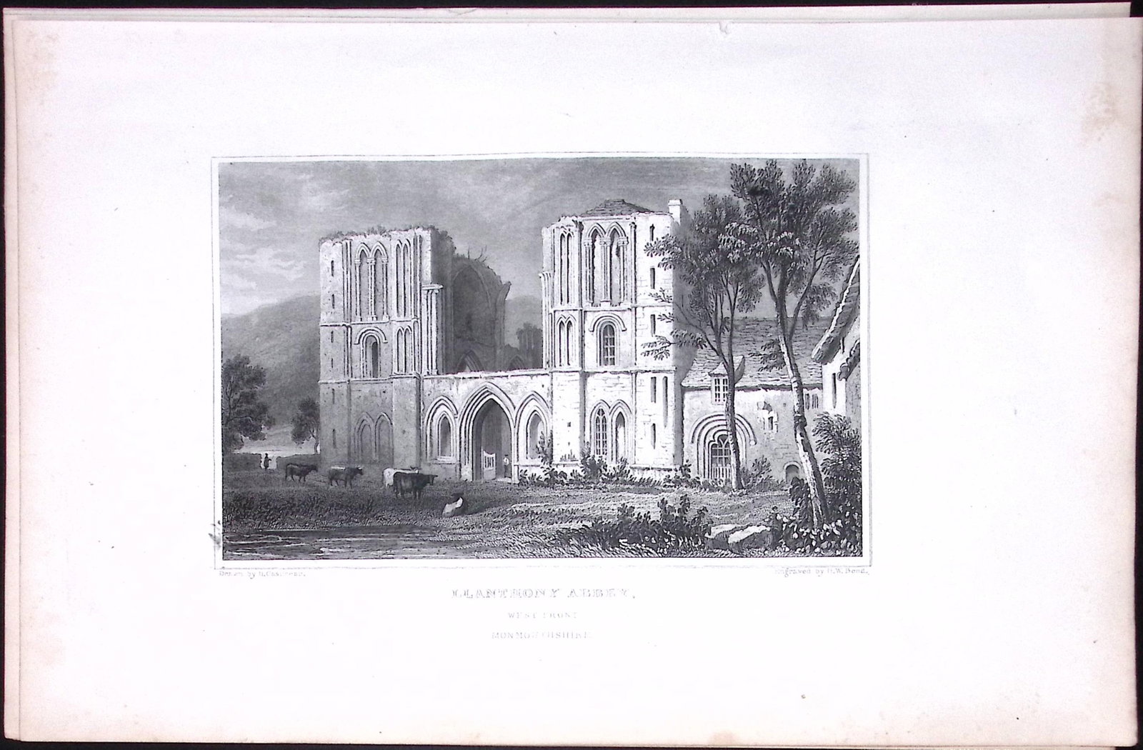 Wales-Llanthony Abbey Brecon Beacons Antique 166-Year-Old Steel Engraving-11a: Title: Wales-Llanthony Abbey Brecon Beacons Antique 166-Year-Old Steel Engraving-11a Description: This Antique Steel Engraving Was Removed from a 166-Year-Old Edition of. B. B. Woodward’s The