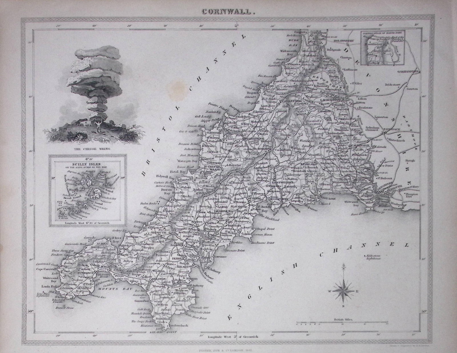 Cornwall & The Scilly Isles Antique Detailed 193 Years-Old Steel-Engraved Map: Title: Cornwall & The Scilly Isles Antique Detailed 193 Years-Old Steel-Engraved Map Description: Cornwall & The Scilly Isles Antique Detailed 193 Years-Old Steel-Engraved Map This Antique
