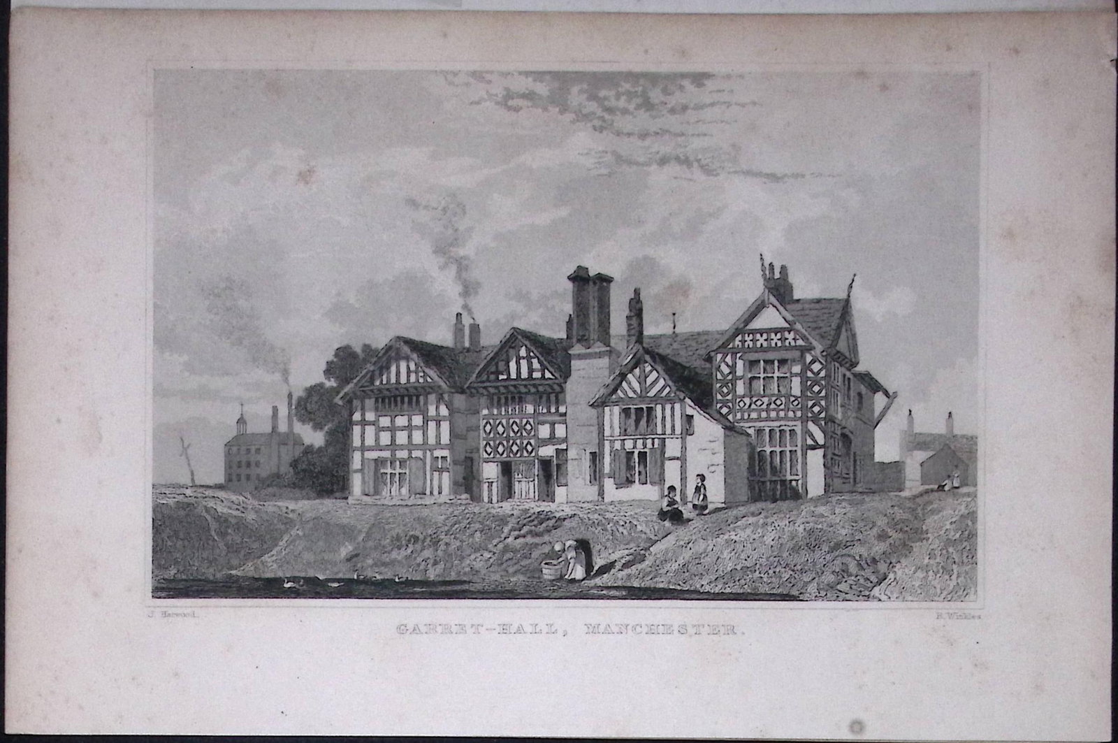 Manchester Garret Hall Antique 195 Years-Old Steel-Engraving-65 (1 of 2)