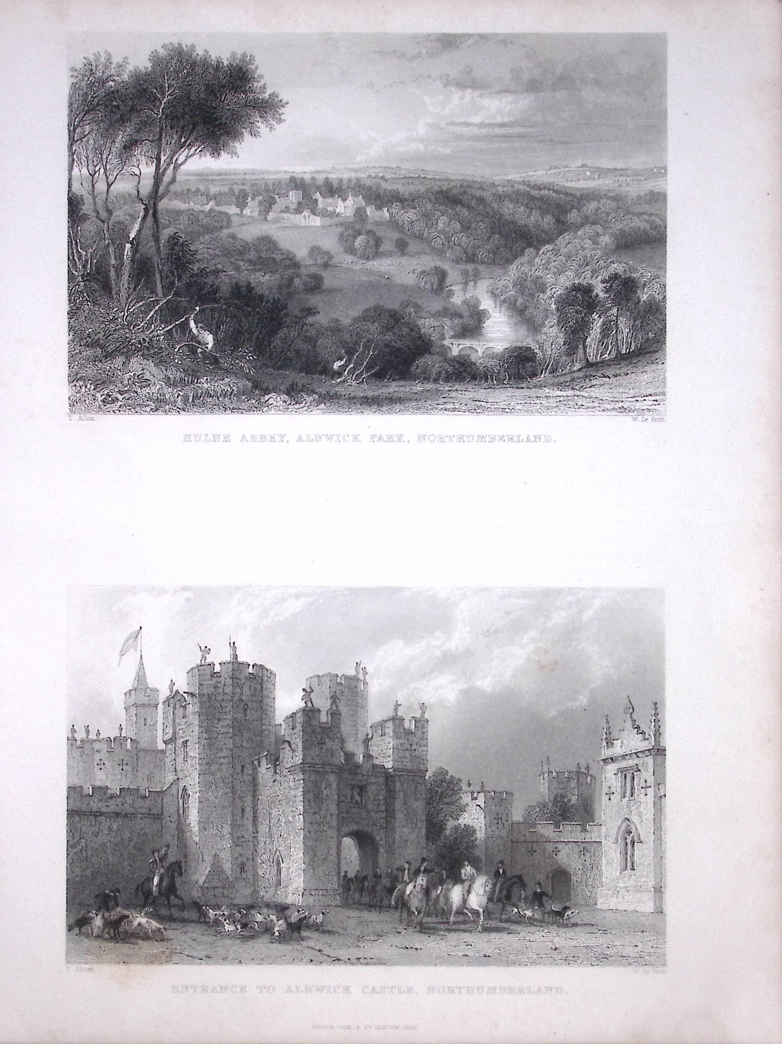 Alnwick Castle & Park Northumberland Antique Steel Engraving-12-TR: Title: Alnwick Castle & Park Northumberland Antique Steel Engraving-12-TR Description: This Double Image Steel Engraved Print Has Been Removed from an Antique 1835 Edition of. Westmorland,