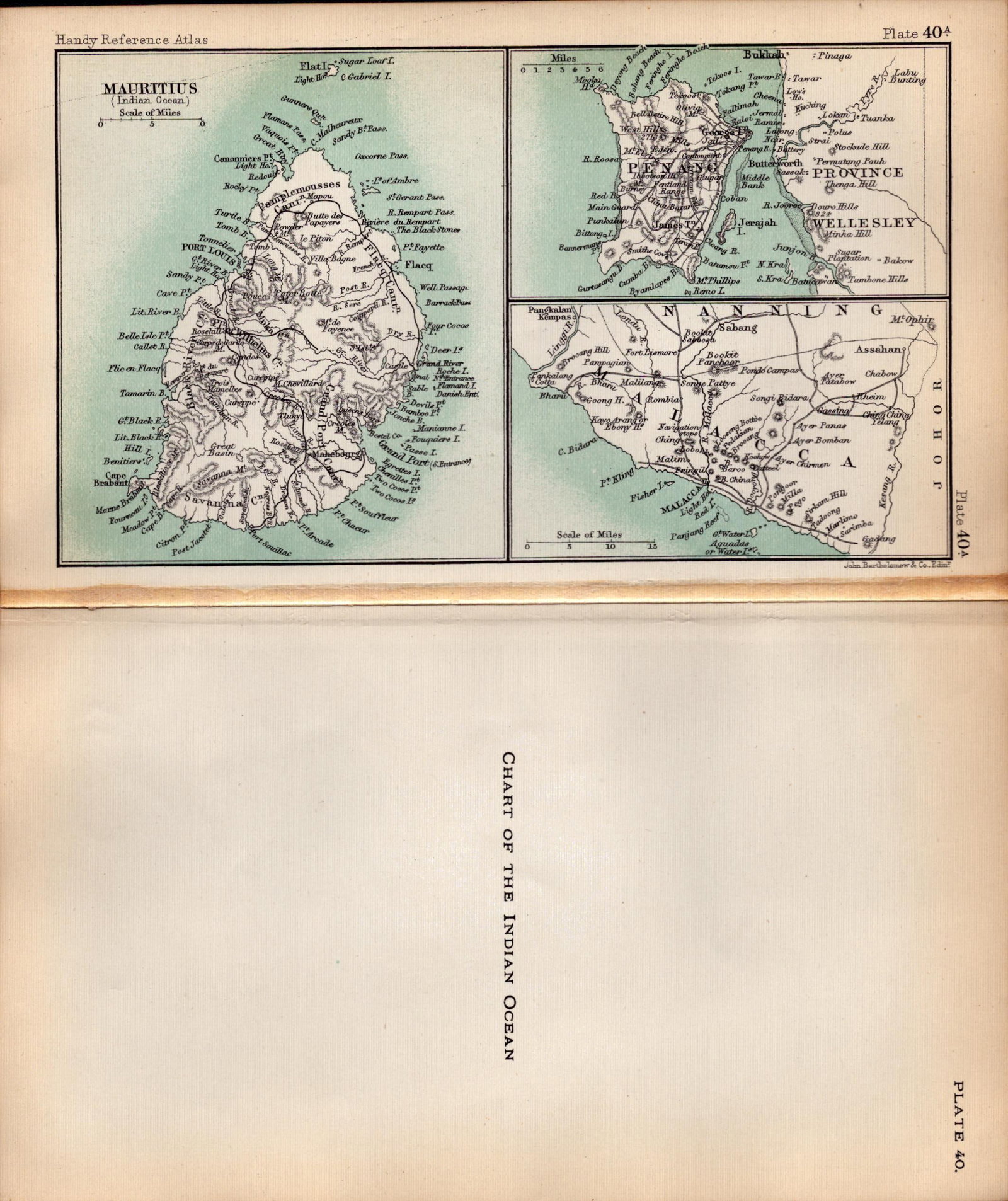 Indian Ocean Chart Double Sided Victorian Antique 1898 Map. - 2