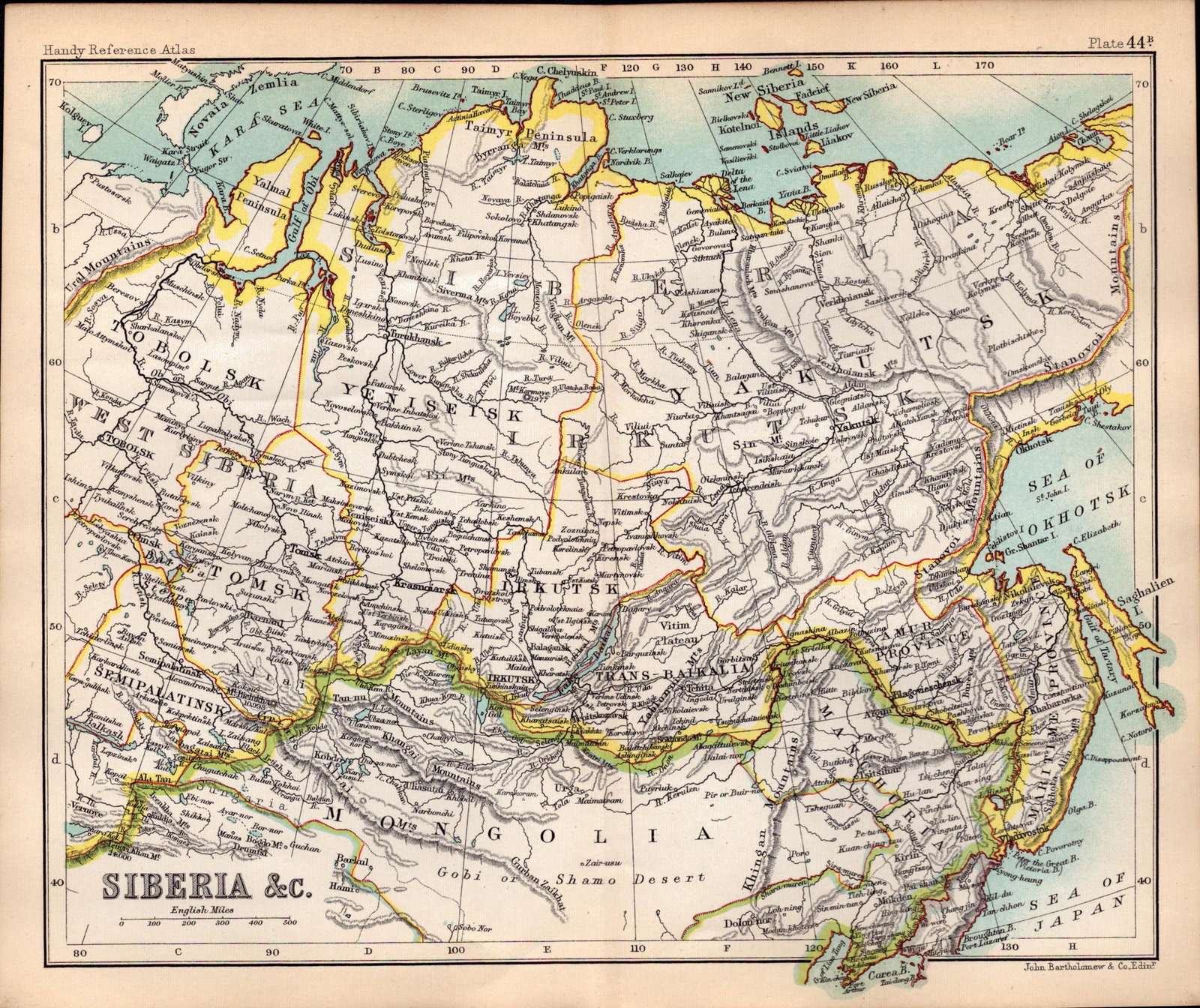 Siberia Area Double Sided Victorian Antique 1896 Coloured Map. (1 of 3)