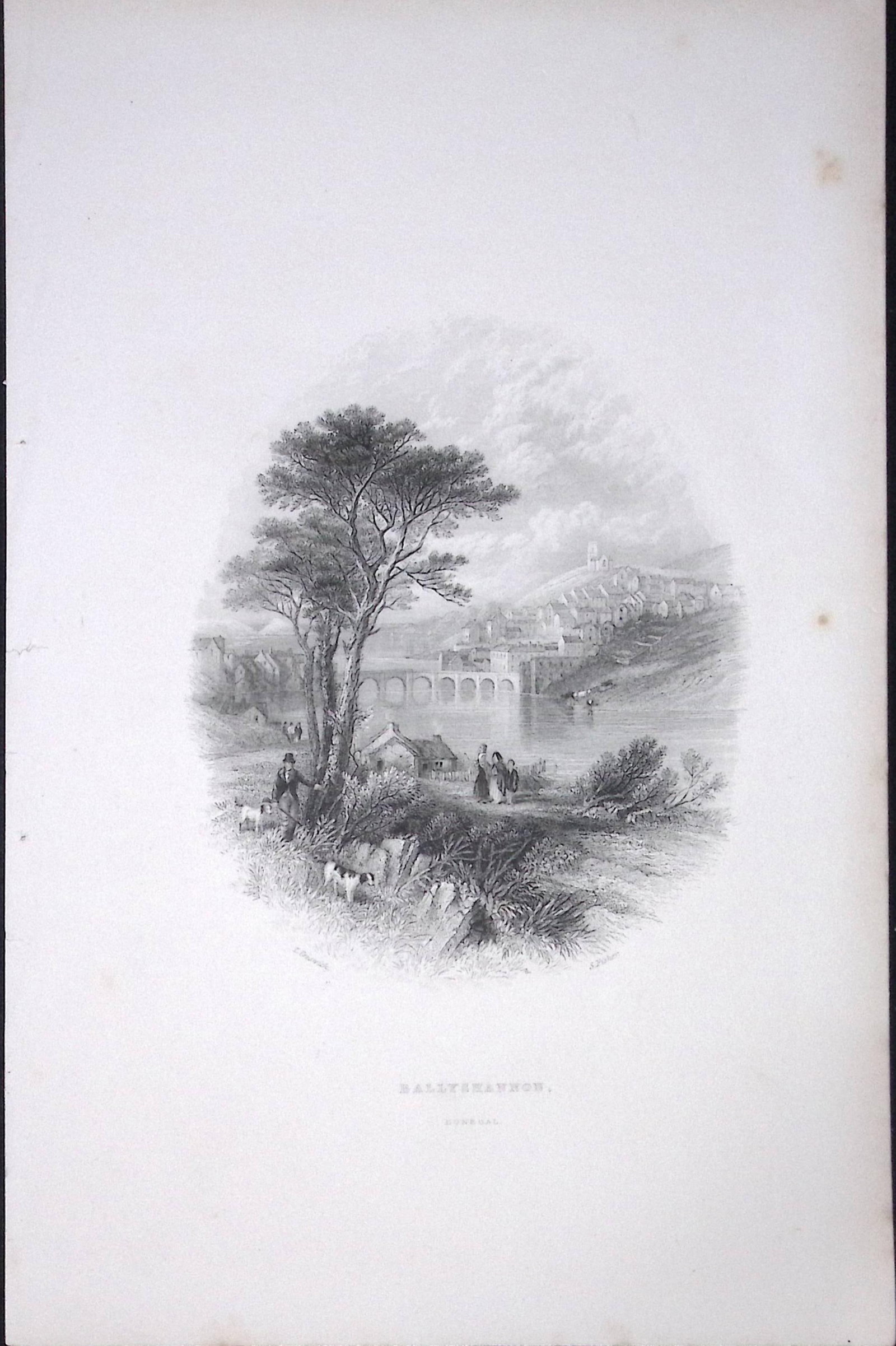 Ireland Ballyshannon Town Donegal Antique 183 Years-Old Steel-Engraving-53. (1 of 1)