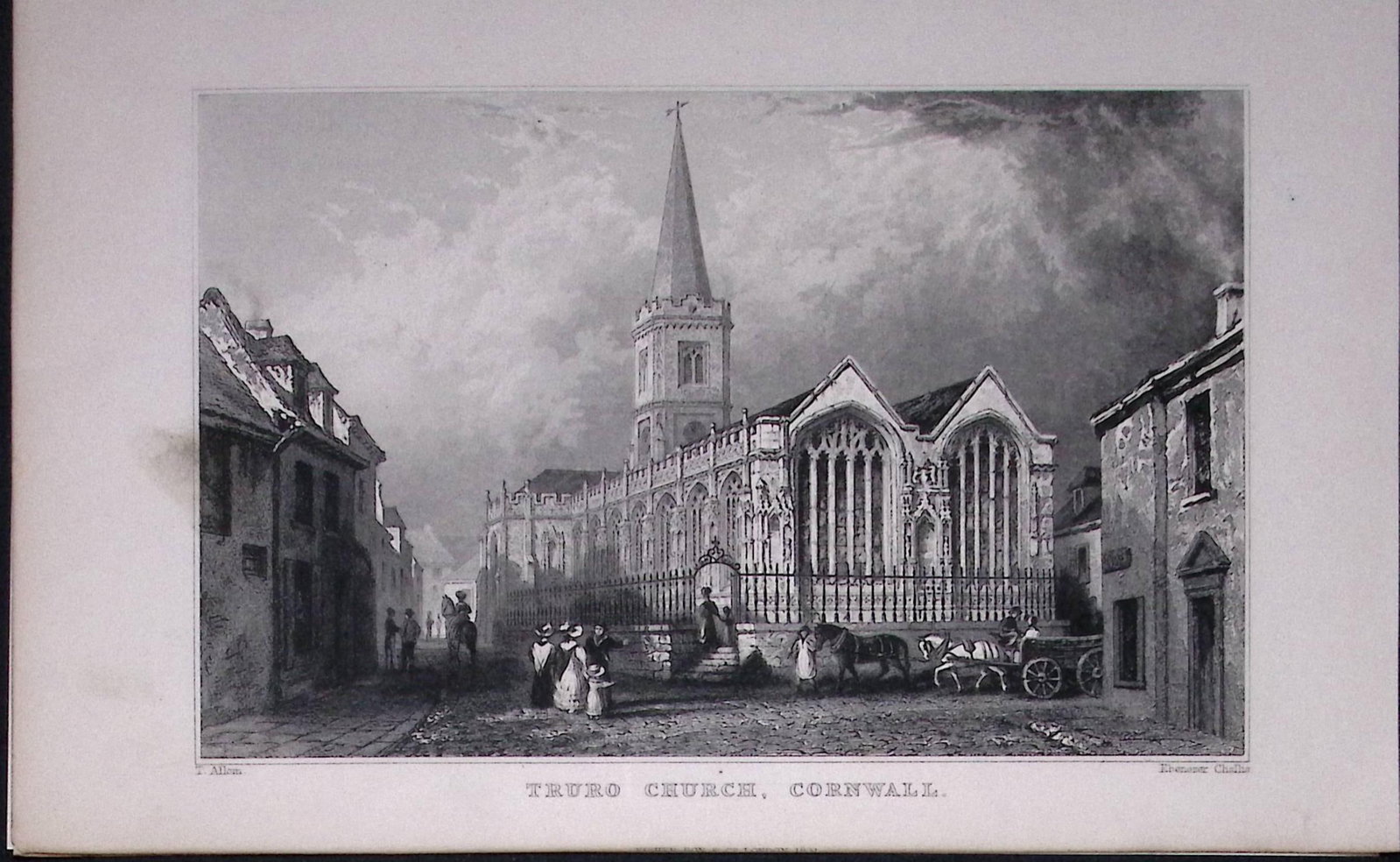 Cornwall Truro Town Church Antique 193 Years-Old Steel-Engraving-39: Title: Cornwall Truro Town Church Antique 193 Years-Old Steel-Engraving-39 Description: This Cornwall Georgian Antique Print Was Removed from a First Edition of. The Beauties of England and Wal