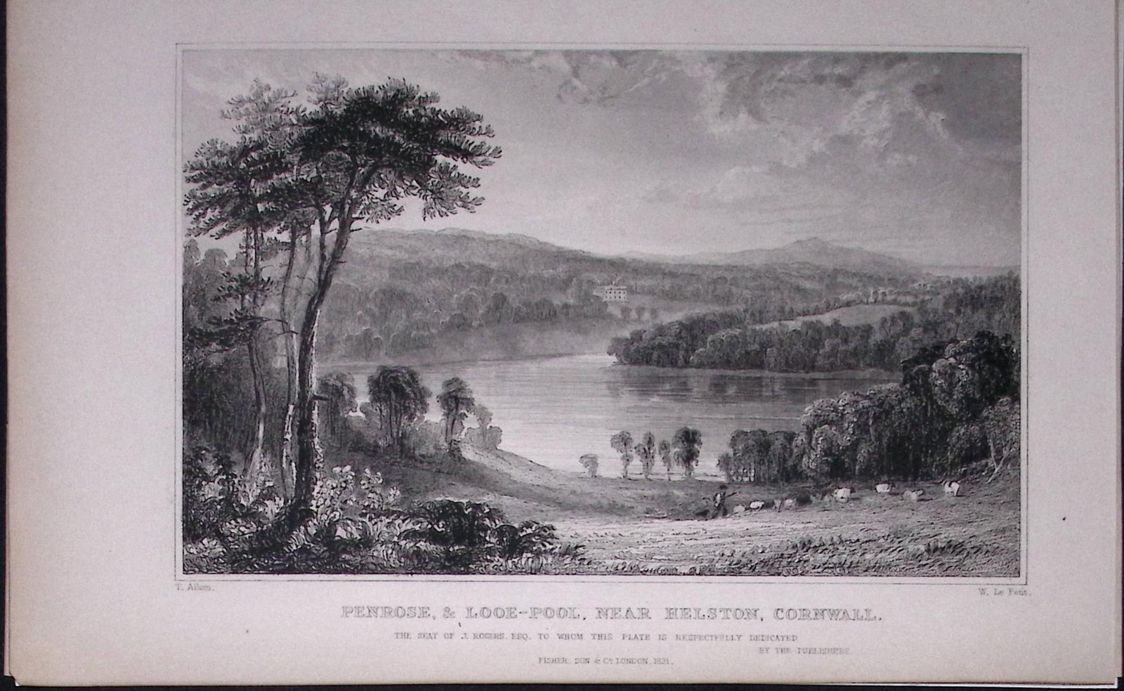 Cornwall Helston Penrose & Looe-Pool Antique 193 Years-Old Steel-Engraving-20: Title: Cornwall Helston Penrose & Looe-Pool Antique 193 Years-Old Steel-Engraving-20 Description: This Antique Steel Engraving Was Removed from a 193-Year-Old Edition of. Devon and Cornwall