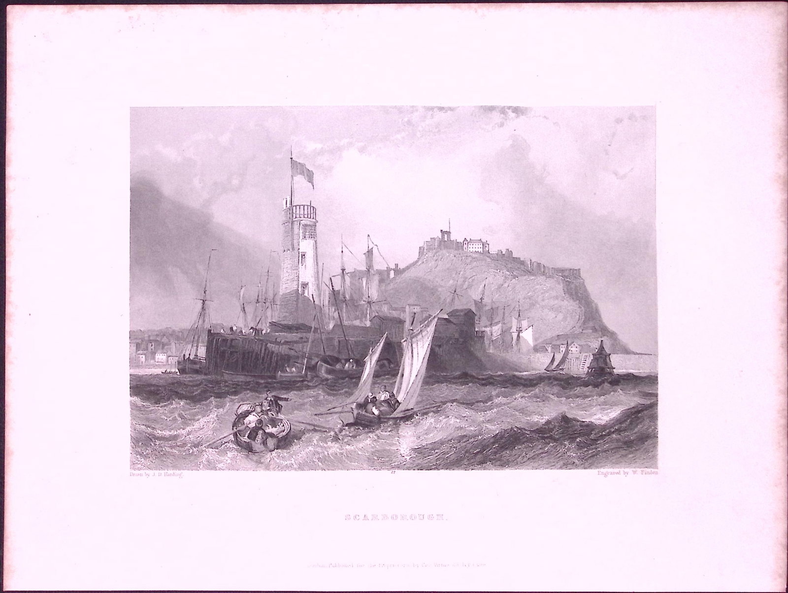 Scarborough Yorkshire WH Bartlett 183 Years-Old Antique Steel Engraving-37: Title: Scarborough Yorkshire WH Bartlett 183 Years-Old Antique Steel Engraving-37 Description: This Steel Engraved Print Has Been Removed from an Antique 1842 Edition of. Finden’s The Ports,