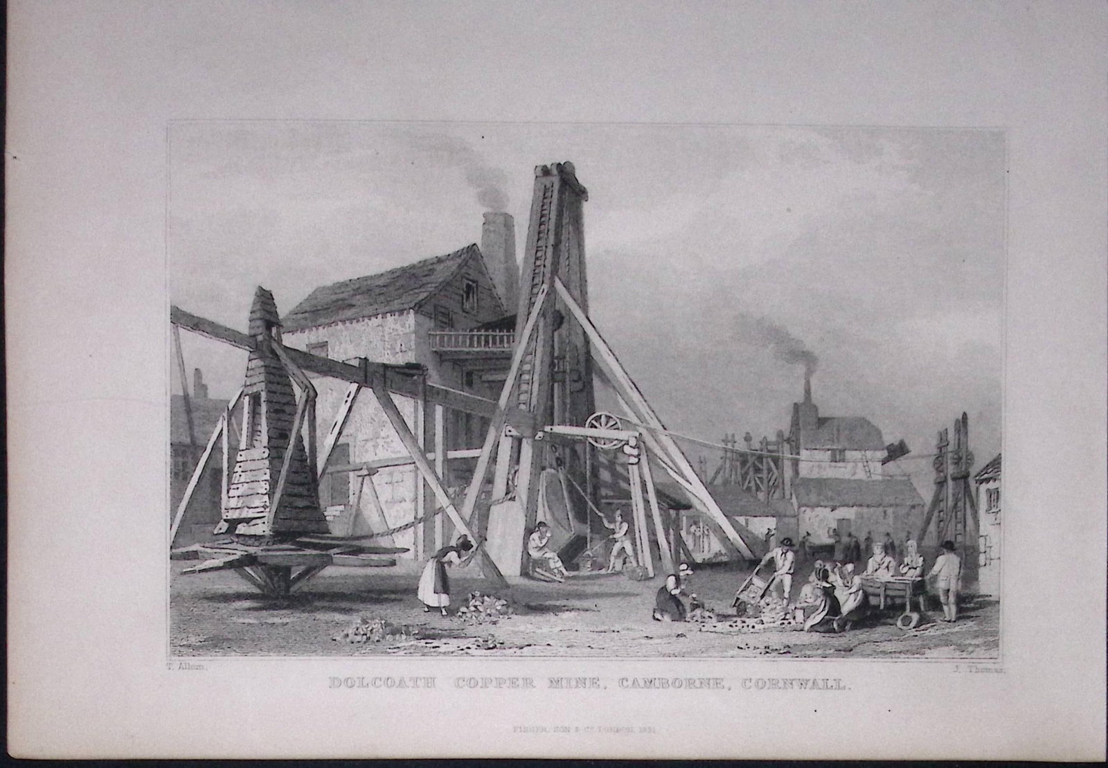 Cornwall Cambourne Dolcoath Copper Mine Antique 193 Years-Old Steel-Engraving-8: Title: Cornwall Cambourne Dolcoath Copper Mine Antique 193 Years-Old Steel-Engraving-8 Description: This Antique Steel Engraving Was Removed from a 193-Year-Old Edition of. Devon and Cornwall I