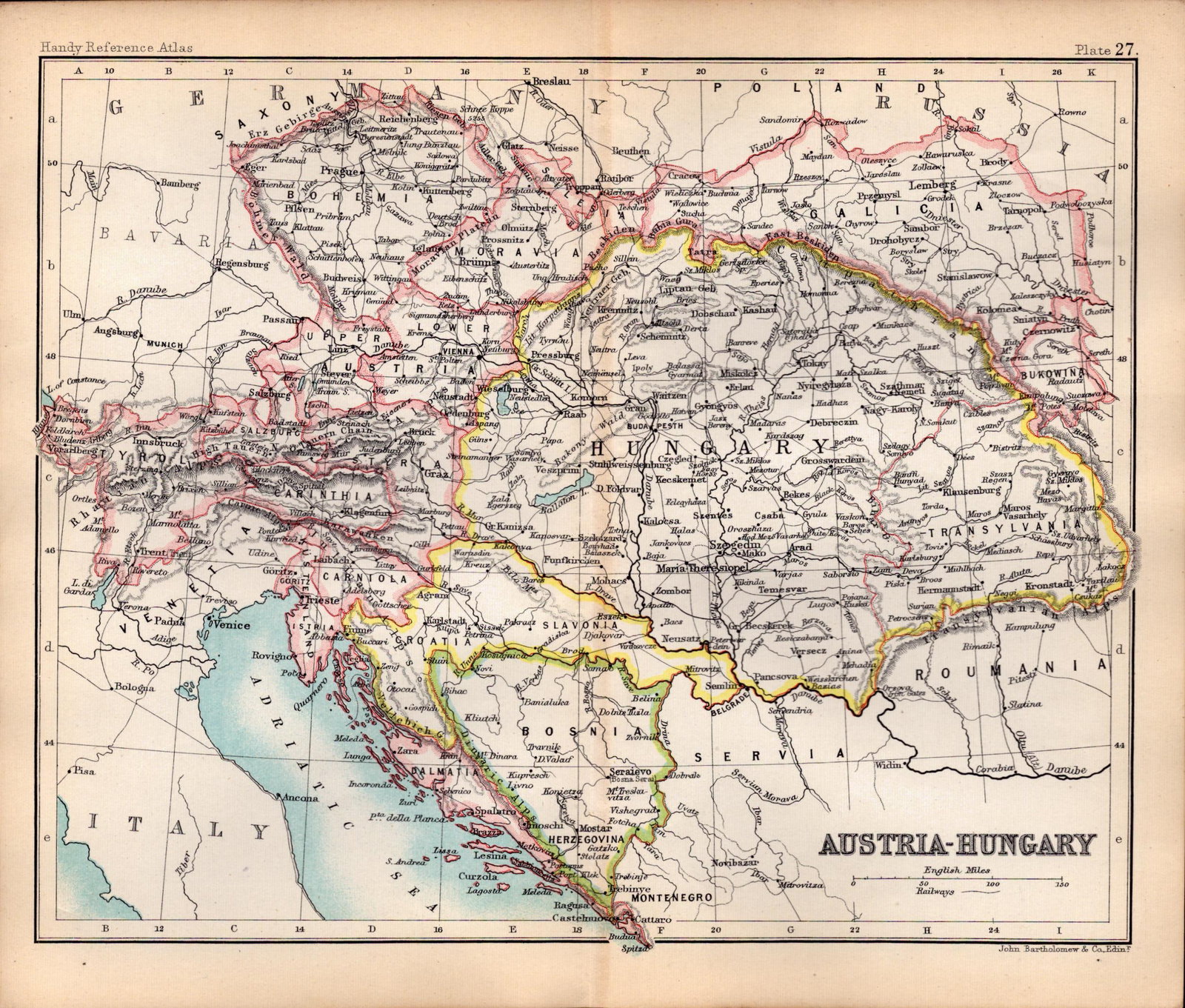 Austria-Hungary Double Sided Victorian Antique 1898 Map. (1 of 3)