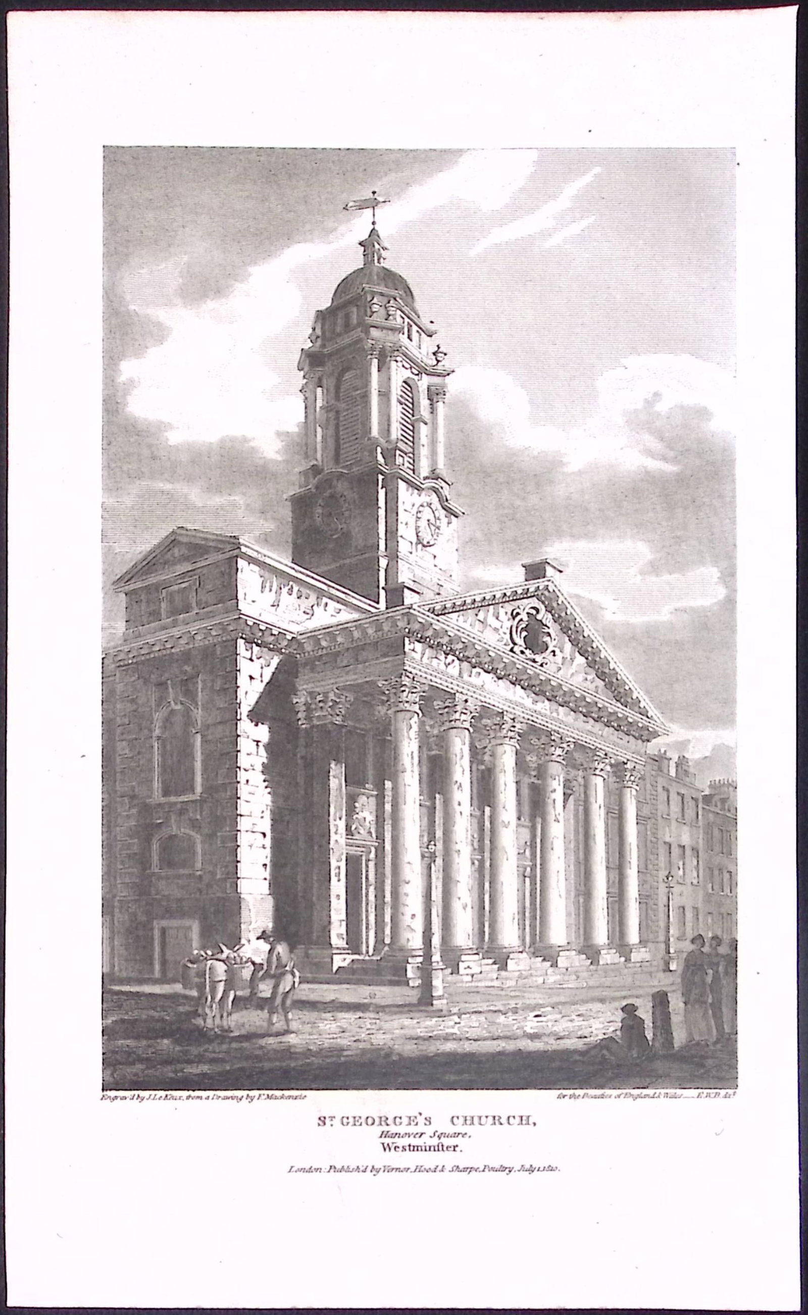 St Georges Church Hanover Square London Antique 200 Years-Old Steel-Engraving-237: Title: St Georges Church Hanover Square London Antique 200 Years-Old Steel-Engraving-237 Description: This London Georgian Antique Print Was Removed from a First Edition of. The Beauties of Eng