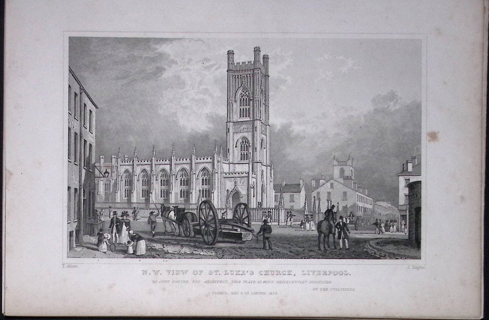 Liverpool St Lukes Church Antique 195 Years-Old Steel-Engraving-14: Title: Liverpool St Lukes Church Antique 195 Years-Old Steel-Engraving-14 Description: This Antique Steel Engraving Was Removed from a 195-Year-Old Edition of. Lancashire Illustrated in a Series of