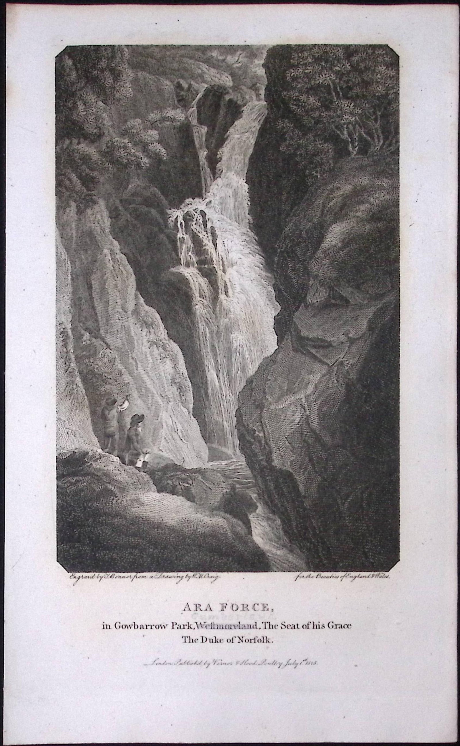 Cumbria Ara Force Gowbarrow Park Antique 223 Years-Old Steel-Engraving-131: Title: Cumbria Ara Force Gowbarrow Park Antique 223 Years-Old Steel-Engraving-131 Description: This Cumbria Georgian Antique Print Was Removed from a First Edition of. The Beauties of England a