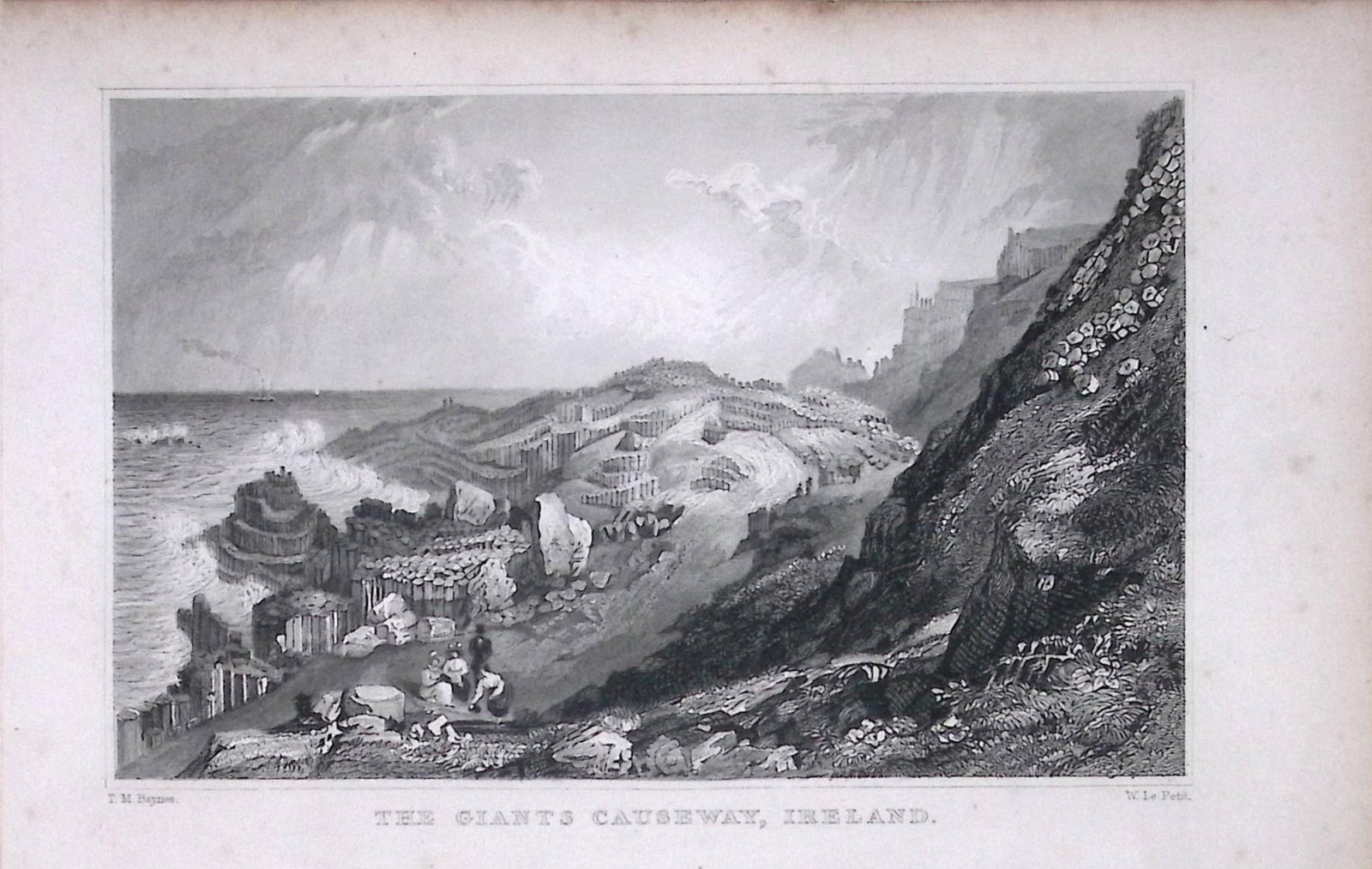 Ireland The Giant Causeway 194 Years Old Antique Steel Engraving-8 (1 of 2)