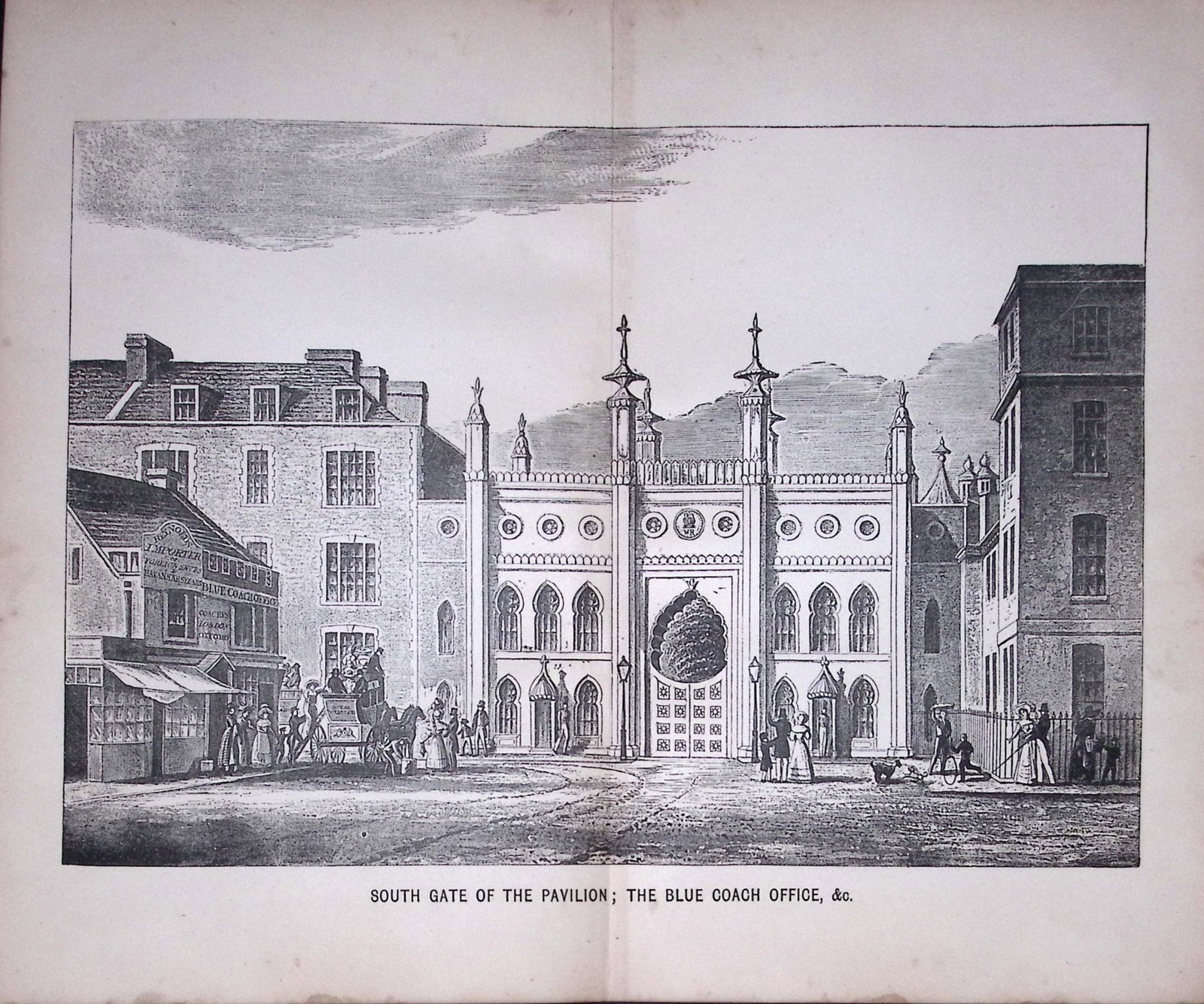 Brighton The Pavilion Blue Coach Office Large Antique 134-Year-Old Print-33-TR: Title: Brighton The Pavilion Blue Coach Office Large Antique 134-Year-Old Print-33-TR Description: This Print Has Been Removed from an Antique Edition of. Peep in The Past Brighton in The Olden Time