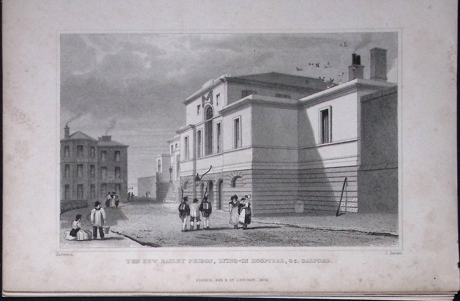 Salford New Bailey Prison Hospital Antique 195 Years-Old Steel-Engraving-54: Title: Salford New Bailey Prison Hospital Antique 195 Years-Old Steel-Engraving-54 Description: This Antique Steel Engraving Was Removed from a 195-Year-Old Edition of. Lancashire Illustrated in a