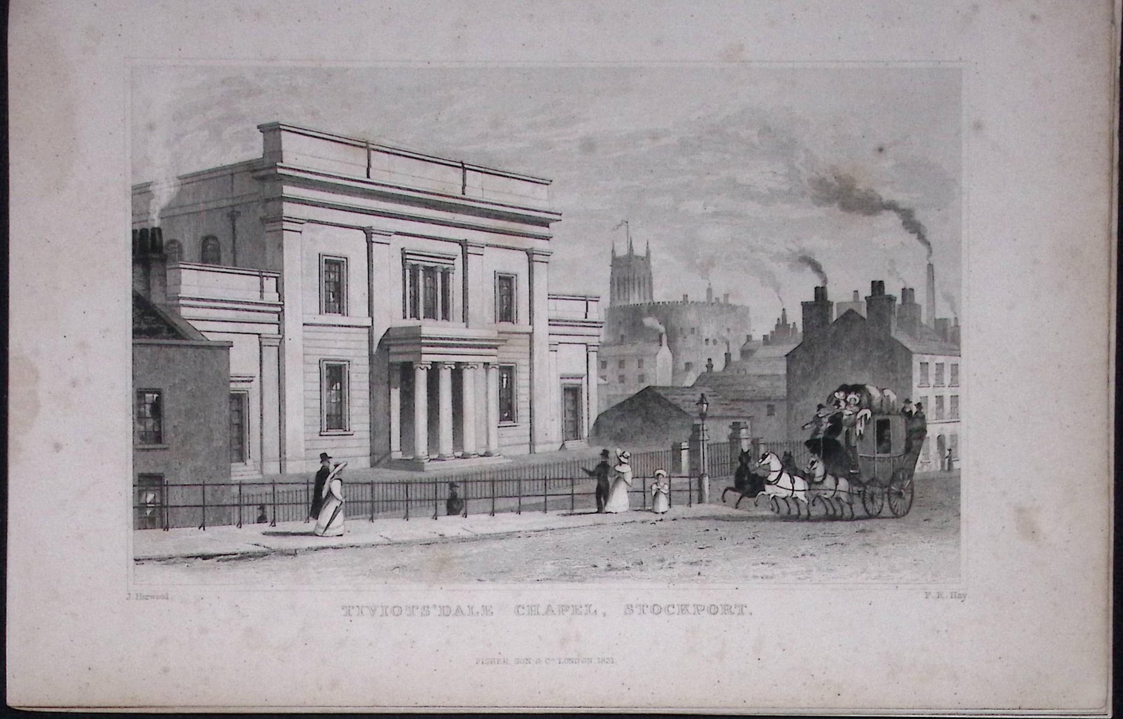 Stockport Tiviots’ Dale Chapel Antique 195 Years-Old Steel-Engraving-61: Title: Stockport Tiviots’ Dale Chapel Antique 195 Years-Old Steel-Engraving-61 Description: This Antique Steel Engraving Was Removed from a 195-Year-Old Edition of. Lancashire Illustrated in a