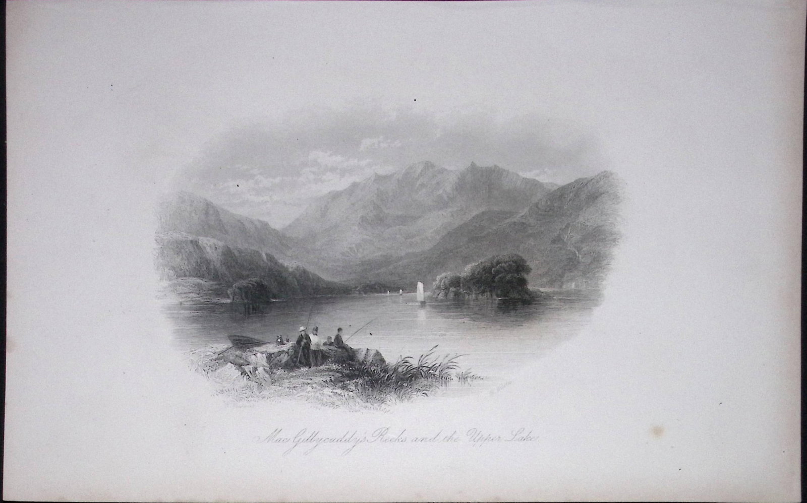 MacGillycuddy’s Reeks & Upper Lake Killarney Antique 183 Years-Old Steel-Engraving-22. (1 of 1)