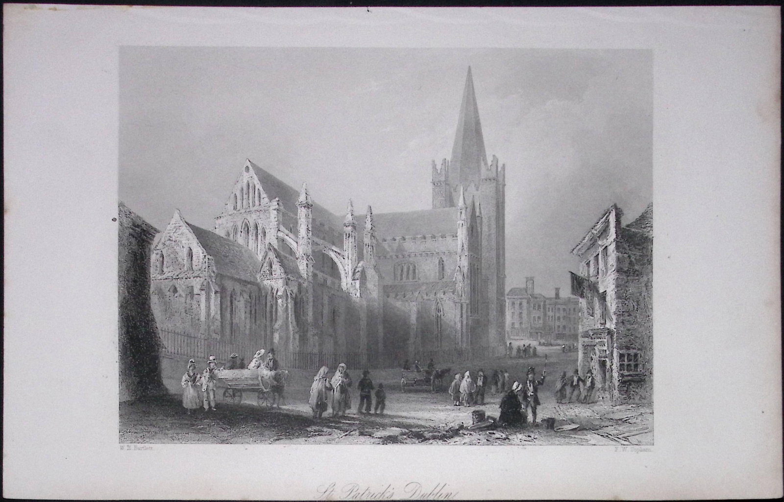 Ireland Dublin St Patricks Cathedral Antique 183 Years-Old Steel-Engraving-3. (1 of 1)