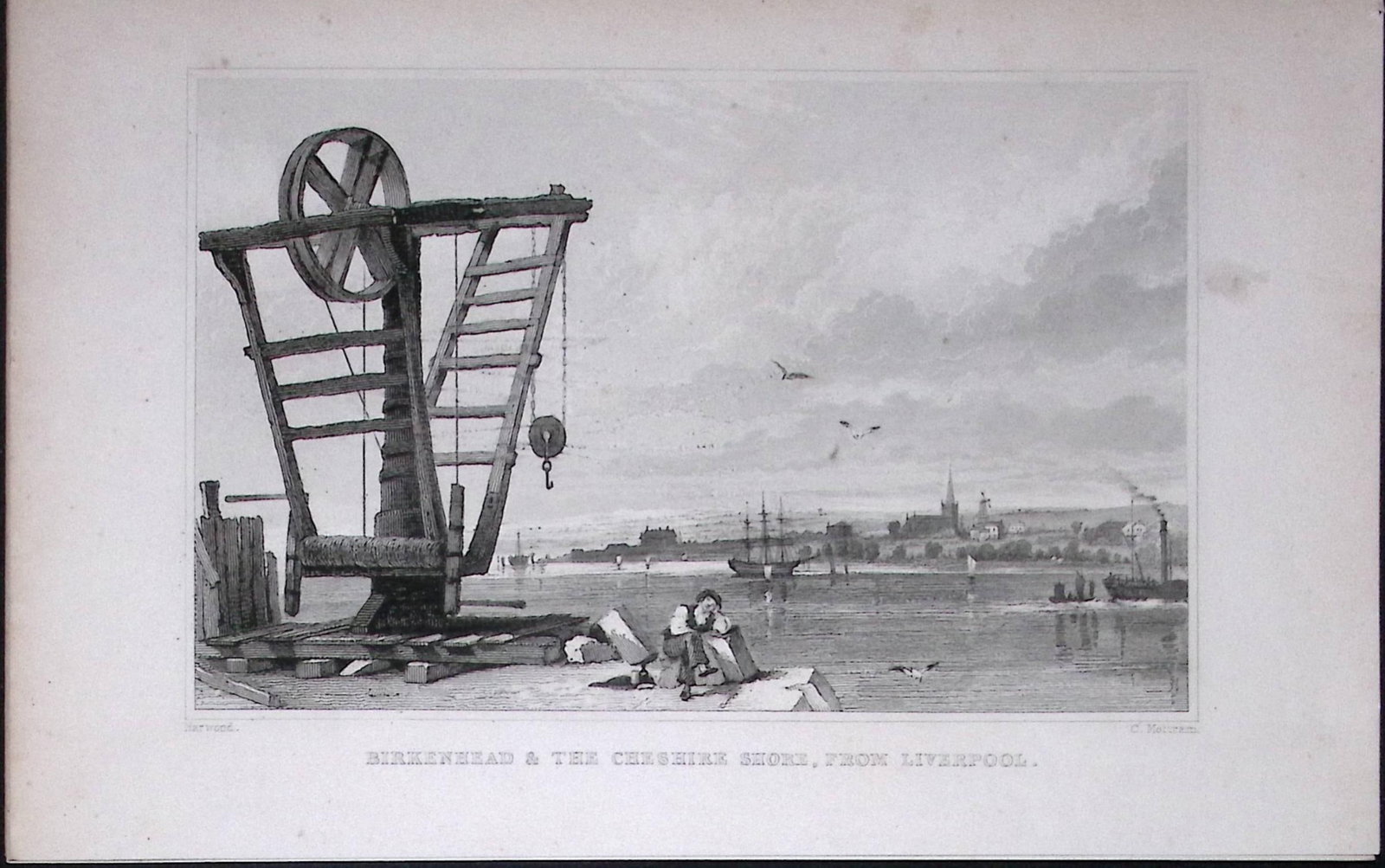 Liverpool Birkenhead Cheshire Shore Antique 195 Years-Old Steel-Engraving-39: Title: Liverpool Birkenhead Cheshire Shore Antique 195 Years-Old Steel-Engraving-39 Description: This Antique Steel Engraving Was Removed from a 195-Year-Old Edition of. Lancashire Illustrated in a