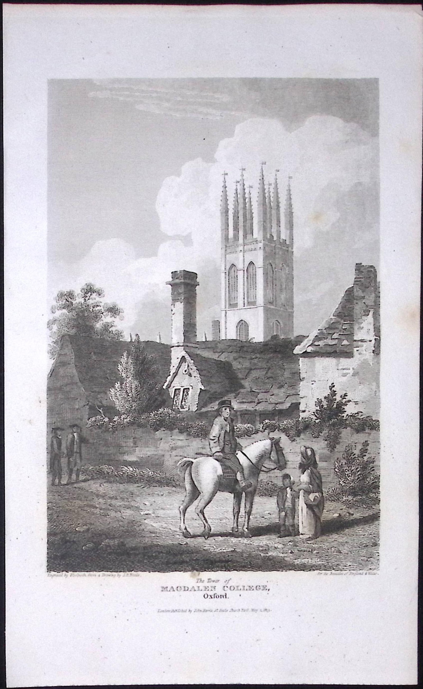 Oxford Magdalen College Library Antique 212 Years-Old Steel-Engraving-45 (1 of 2)