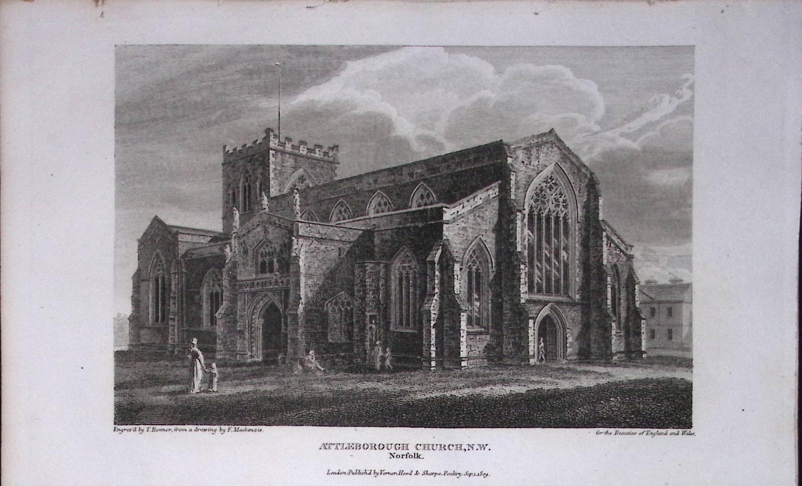 Attleborough Church Norfolk Antique 216 Years-Old Georgian Steel-Engraving-422: Title: Attleborough Church Norfolk Antique 216 Years-Old Georgian Steel-Engraving-422 Description: This Georgian Antique Print Was Removed from a First Edition of. The Beauties of England and Wales