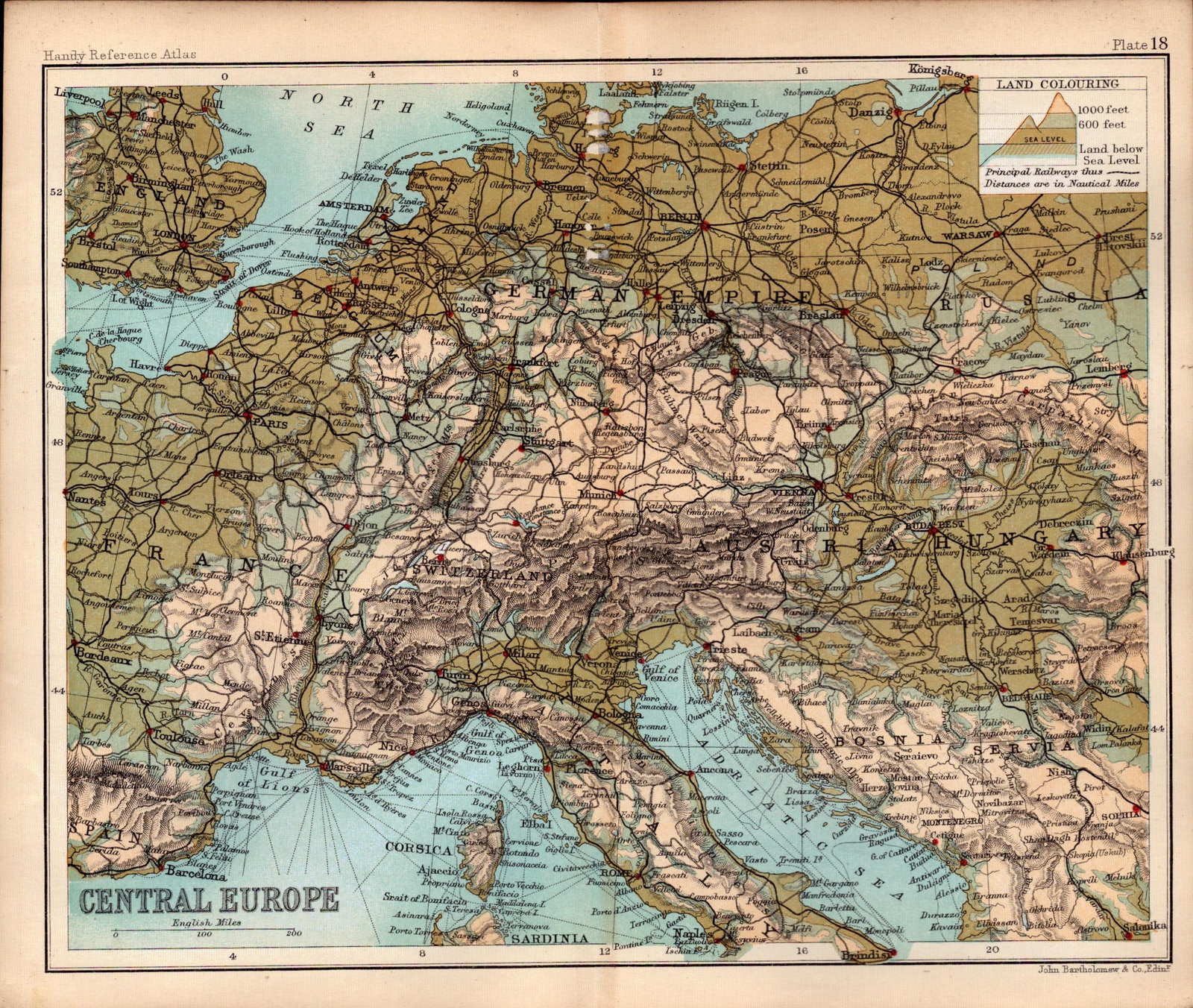 Central Europe & Malta Double Sided Antique 1896 Map.: Title: Central Europe & Malta Double Sided Antique 1896 Map. Description: This Antique Double-Sided Map Has Been Removed From an. 1896 Edition Handy Reference Atlas by J. G. Bartholomew.