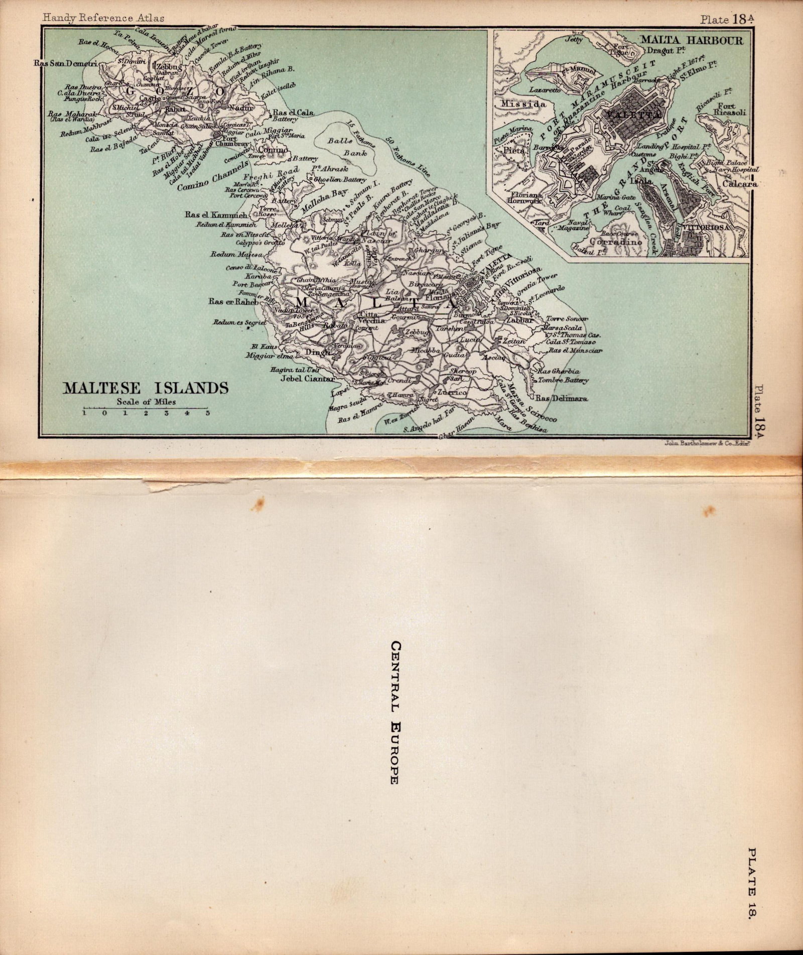 Central Europe & Malta Double Sided Antique 1896 Map. - 2