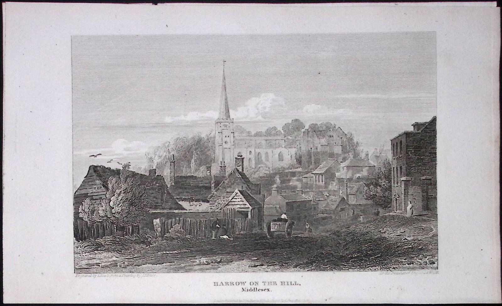 London Harrow on the Hill Antique 200 Years-Old Steel-Engraving-100: Title: London Harrow on the Hill Antique 200 Years-Old Steel-Engraving-100 Description: This London Georgian Antique Print Was Removed from a First Edition of. The Beauties of England and Wales