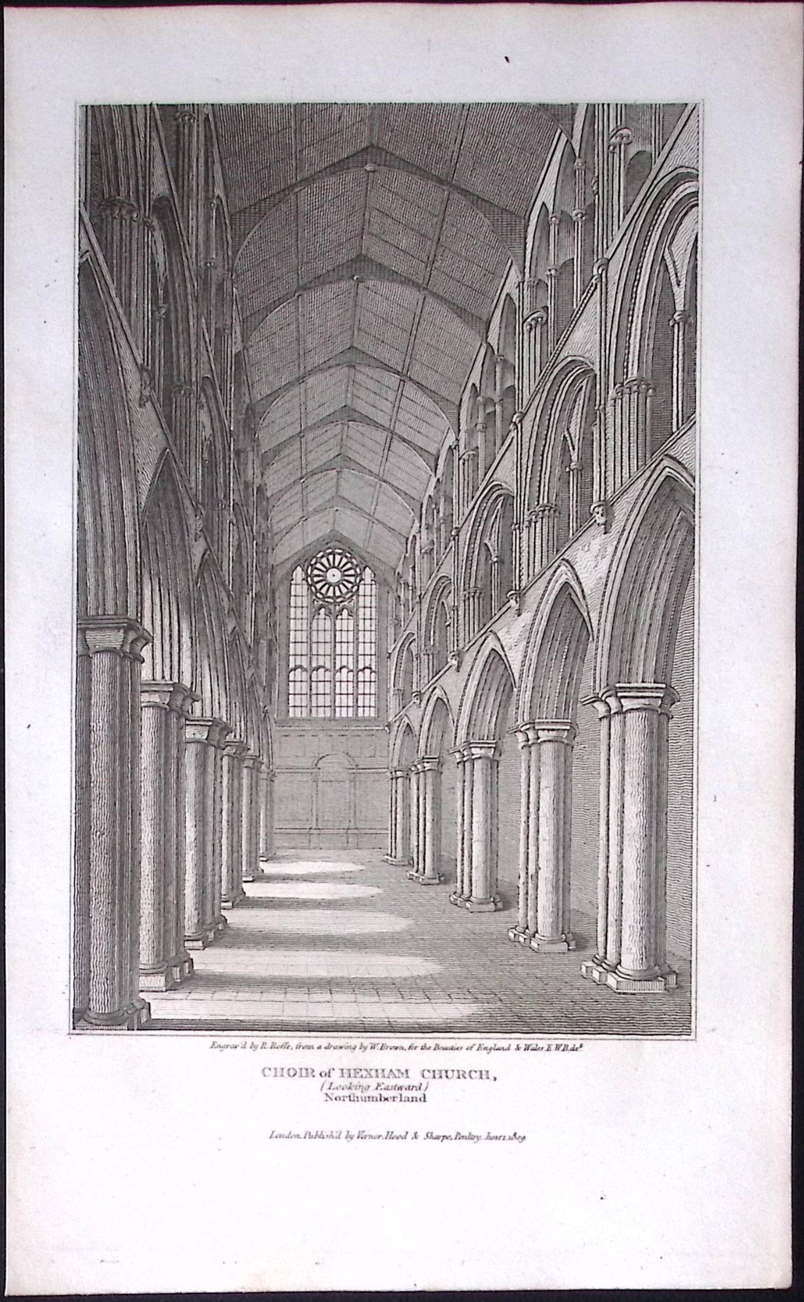 Northumberland Hexham Choir Church Antique 223 Years-Old Steel-Engraving-140: Title: Northumberland Hexham Choir Church Antique 223 Years-Old Steel-Engraving-140 Description: The Beauties of England and Wales Antique 24 Volume Set. Published in 1802 During the Reign of K