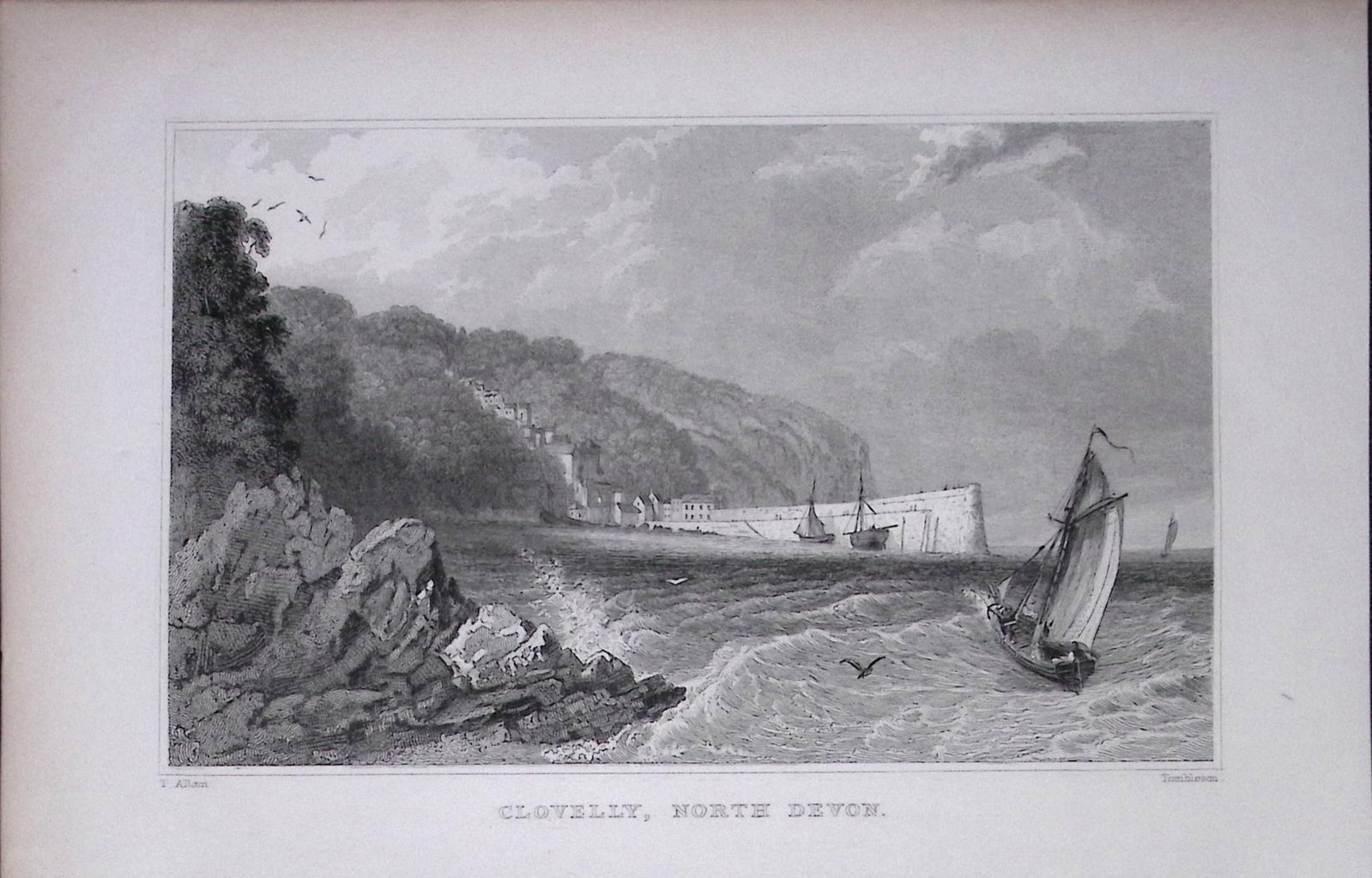 Clovelly North Devonshire Antique 193 Years-Old Steel-Engraving-46: Title: Clovelly North Devonshire Antique 193 Years-Old Steel-Engraving-46 Description: This Antique Steel Engraving Was Removed from a 193-Year-Old Edition of. Devon and Cornwall Illustrated in a