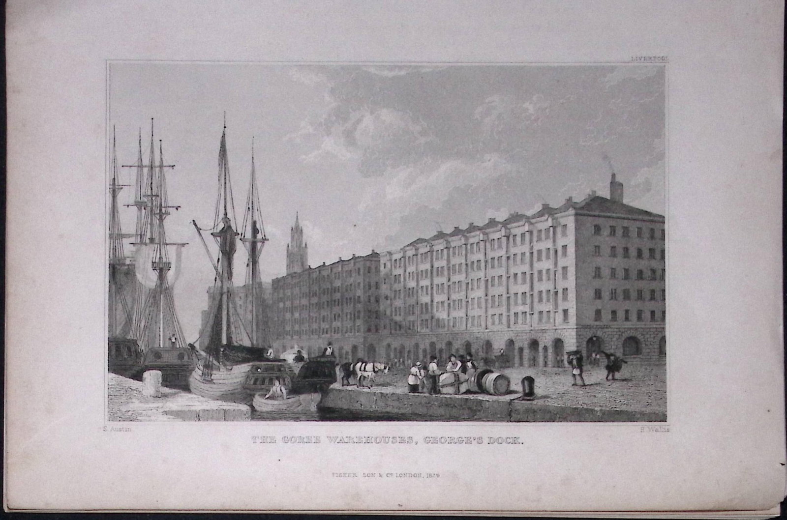 Liverpool Goree Warehouse Georges Dock St Antique 195 Years-Old Steel-Engraving-69 (1 of 2)