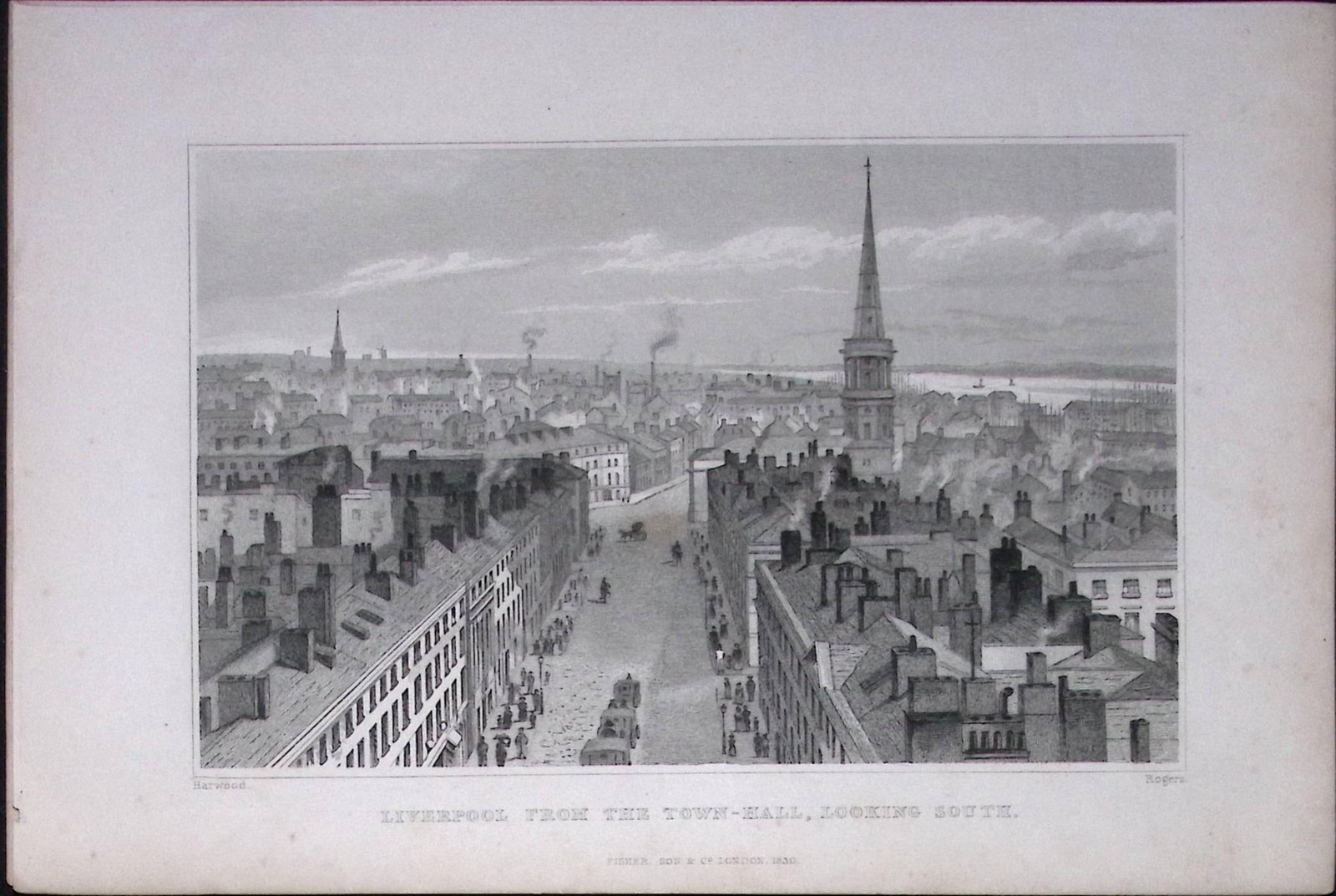 View of Liverpool Lancashire Antique 195 Years-Old Steel-Engraving-3 (1 of 2)