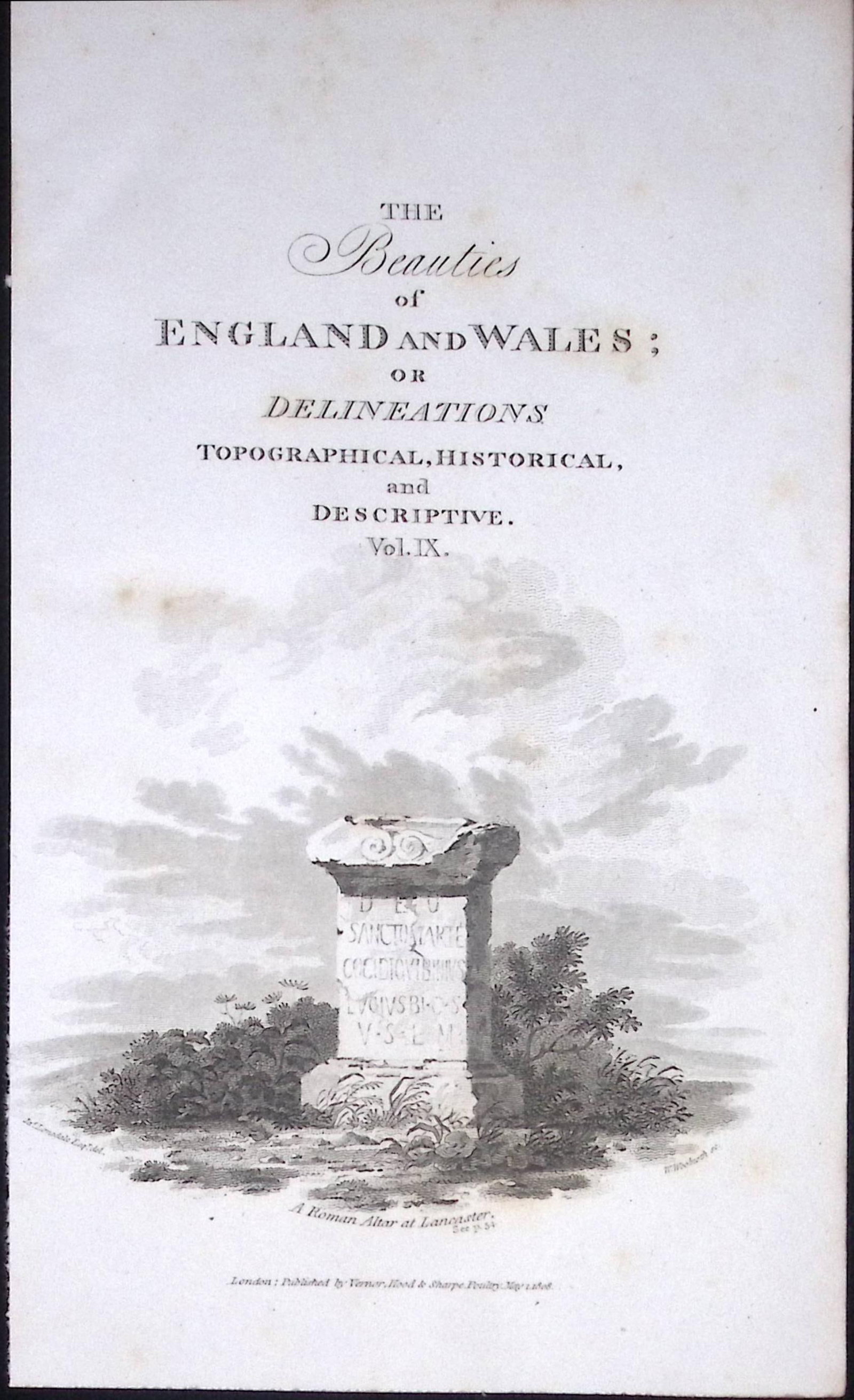 Lancaster Lancashire Roman Altar Antique 218 Years-Old Steel-Engraving-3 (1 of 2)