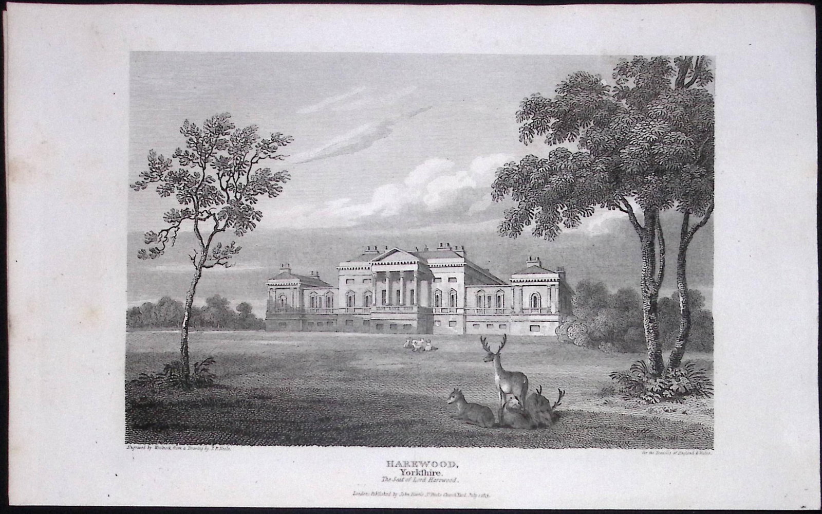 Harewood West Yorkshire Antique 213 Years-Old Steel-Engraving-31: Title: Harewood West Yorkshire Antique 213 Years-Old Steel-Engraving-31 Description: This Yorkshire Georgian Antique Print Was Removed from a First Edition of. The Beauties of England and Wales
