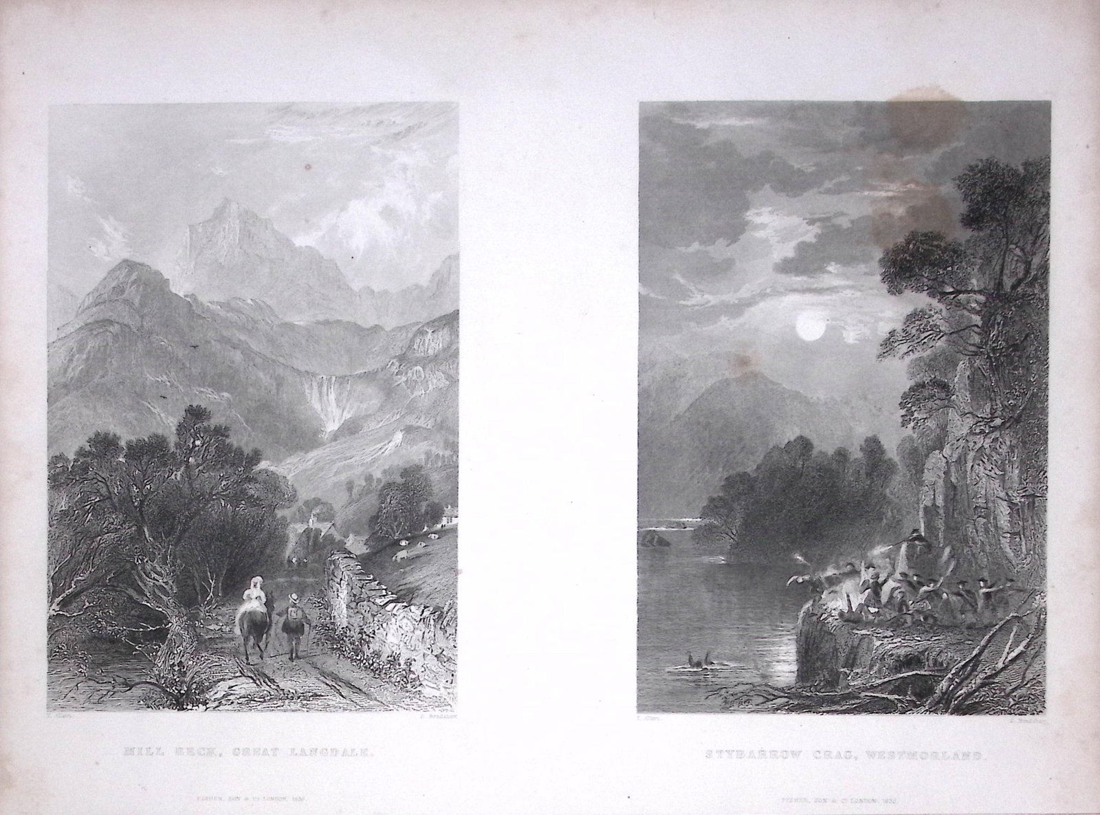 Mill Beck & Stybarrow Crag Lake District Antique Steel Engraving-11-TR (1 of 2)