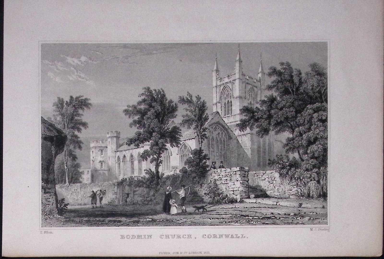 Cornwall Bodmin Church Antique 193 Years-Old Steel-Engraving-9: Title: Cornwall Bodmin Church Antique 193 Years-Old Steel-Engraving-9 Description: This Antique Steel Engraving Was Removed from a 193-Year-Old Edition of. Devon and Cornwall Illustrated in a S
