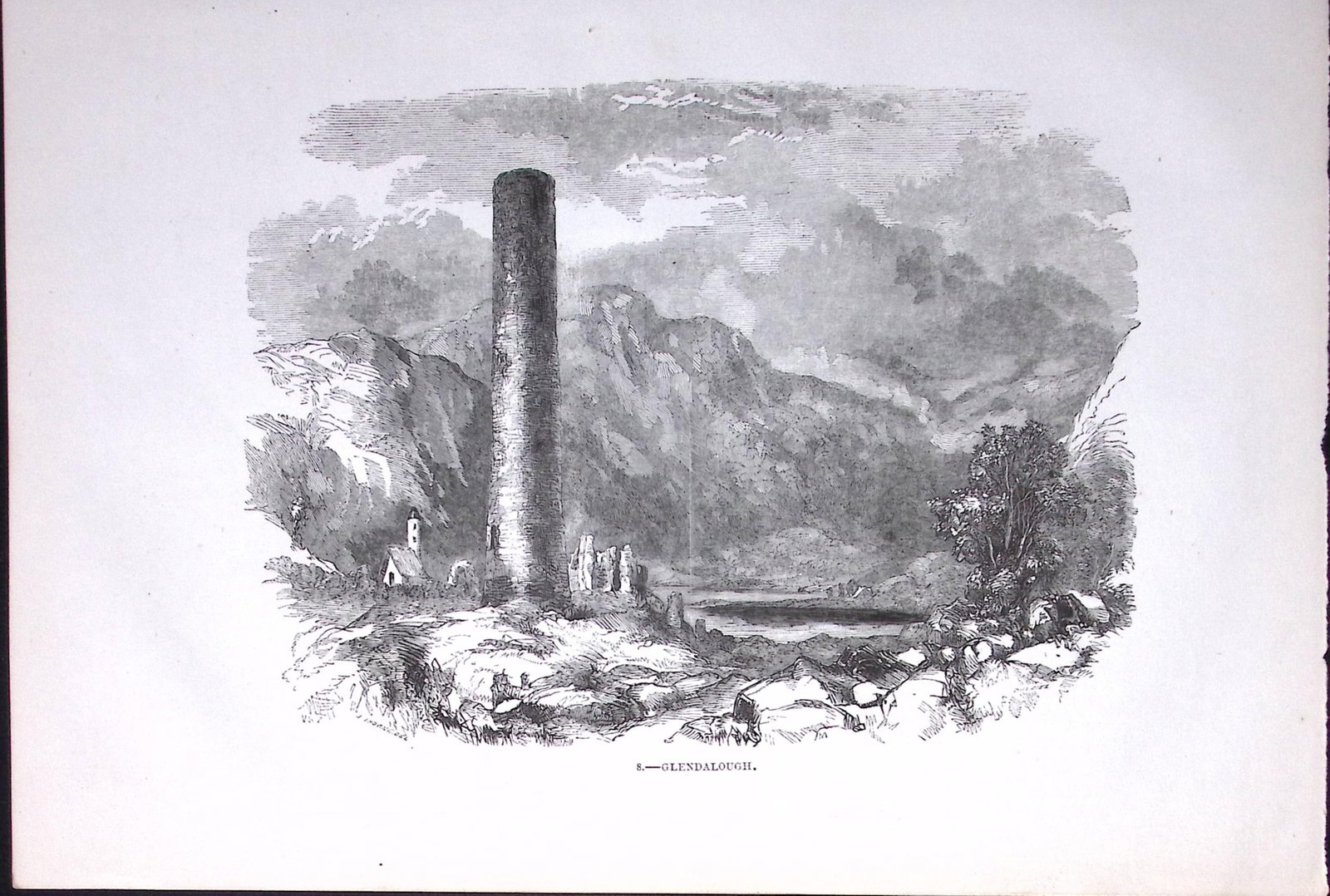 Ireland View of Glendalough Wicklow Antique 175-Year-Old Engraved Print-18-TR: Title: Ireland View of Glendalough Wicklow Antique 175-Year-Old Engraved Print-18-TR Description: The Land We Live In: Pictorial Sketch Book of British Islands. 1850 This Engraved Print Has Been