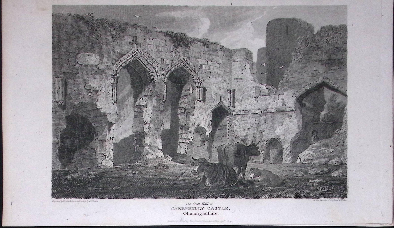 Caerphilly Castle Outer Hall Wales 211 Years-Old Georgian Steel-Engraving-468 (1 of 2)