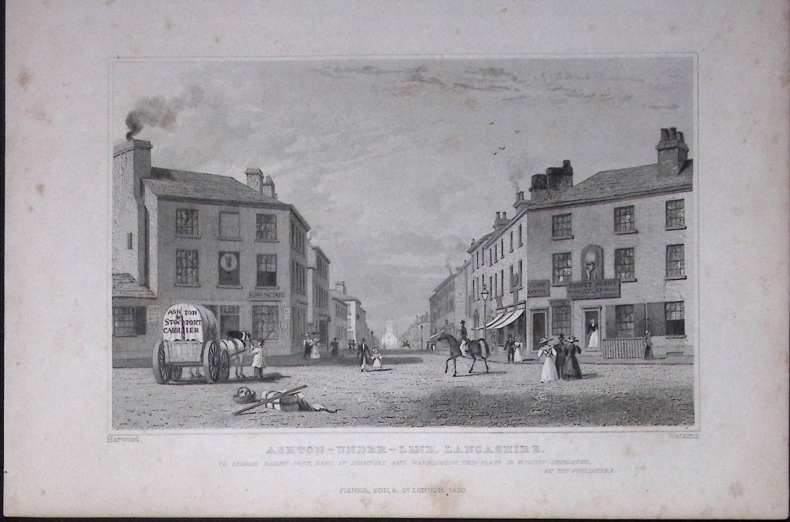 Manchester Ashton Under Line Antique 195 Years-Old Steel-Engraving-17 (1 of 2)