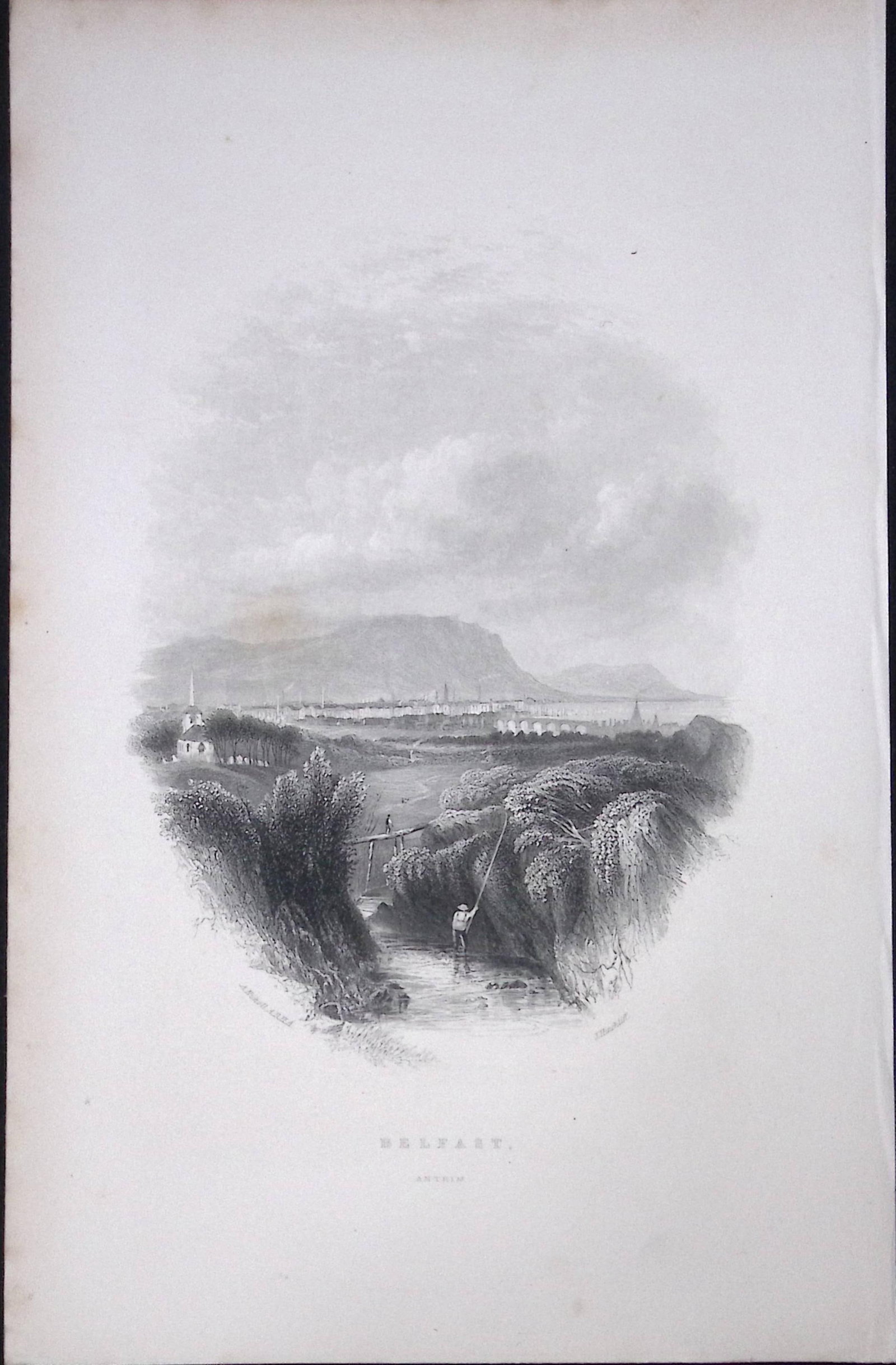 Ireland The City of Belfast Antrim Antique 183 Years-Old Steel-Engraving-46. (1 of 1)