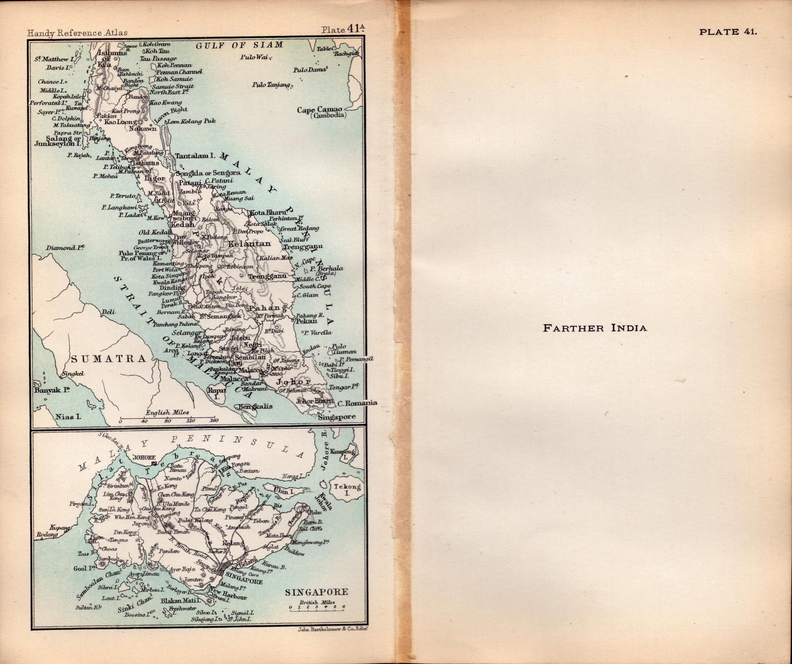 Farther India Area Double Sided Antique 1896 Coloured Detailed Map. - 2