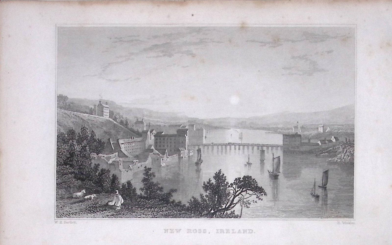 Wexford Ireland New Ross 194 Years Old Antique Steel Engraving-10 (1 of 2)