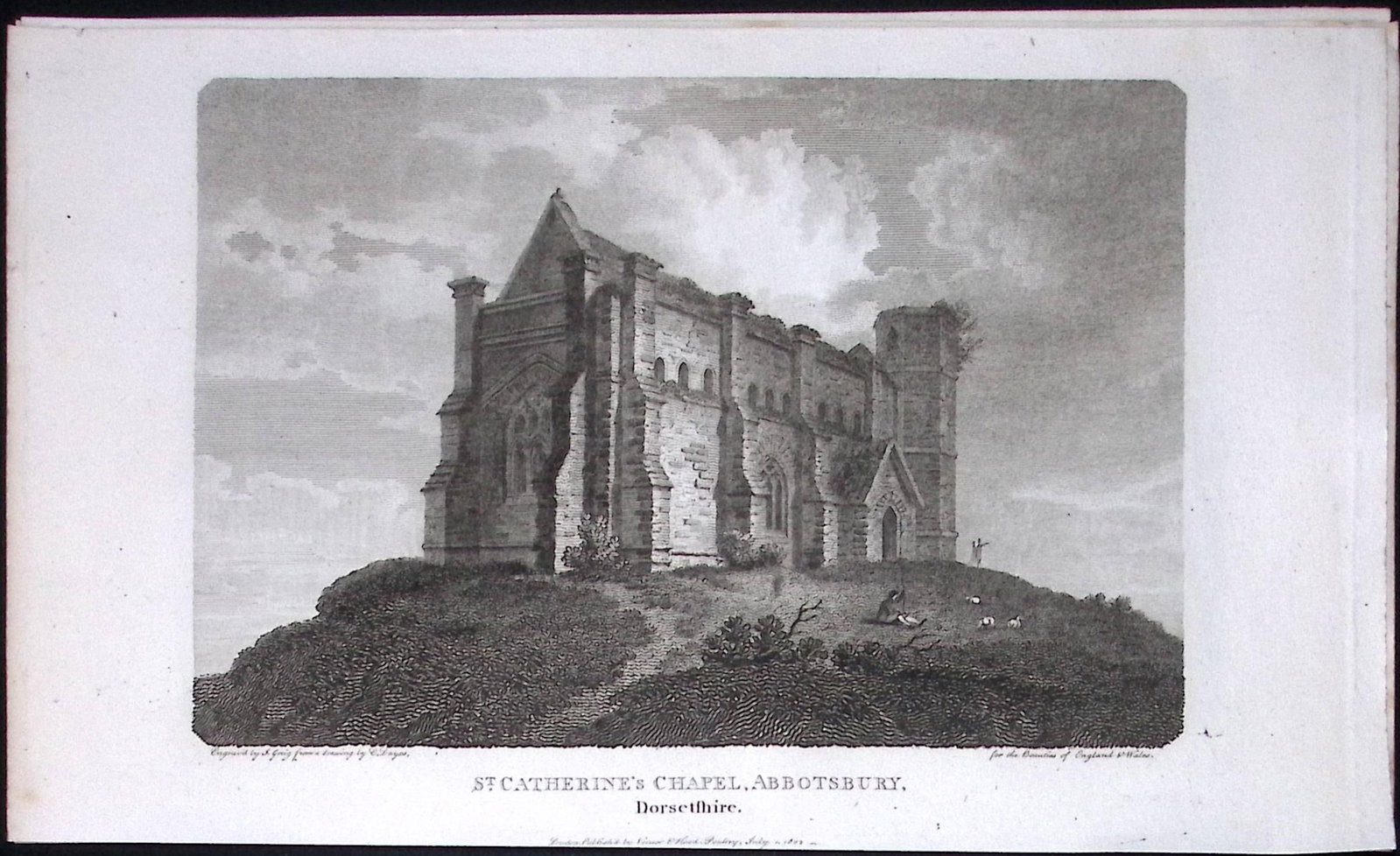 St Catherines Chapel Abbotsbury Dorset Antique 223 Years-Old Georgian Steel-Engraving-183 (1 of 2)