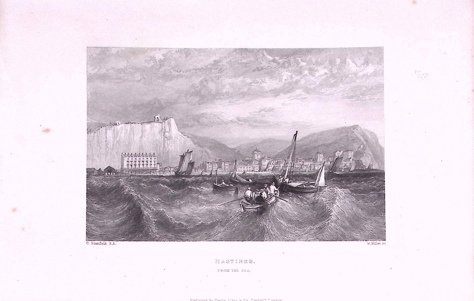 Hastings from The Sea 179 years-Old Antique Steel Engraving Print-1-TR (1 of 2)