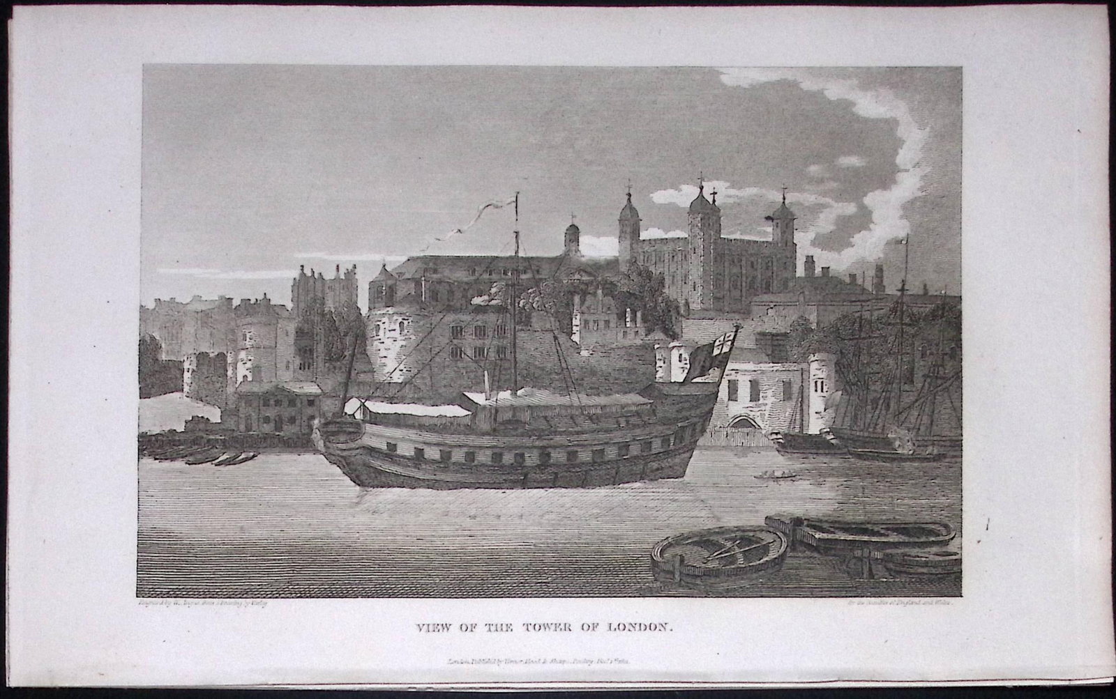View of The Tower of London Antique 200 Years-Old Steel-Engraving-94: Title: View of The Tower of London Antique 200 Years-Old Steel-Engraving-94 Description: This London Georgian Antique Print Was Removed from a First Edition of. The Beauties of England and Wales