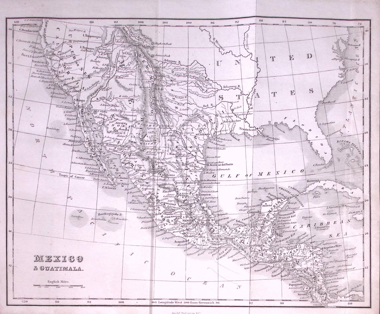 Mexico & Guatemala Detailed Antique 179-Year-Old Engraved Map-23-TR: Title: Mexico & Guatemala Detailed Antique 179-Year-Old Engraved Map-23-TR Description: This Antique Map was Removed from an Edition of. System of Geography By James Bell and Was Published By A