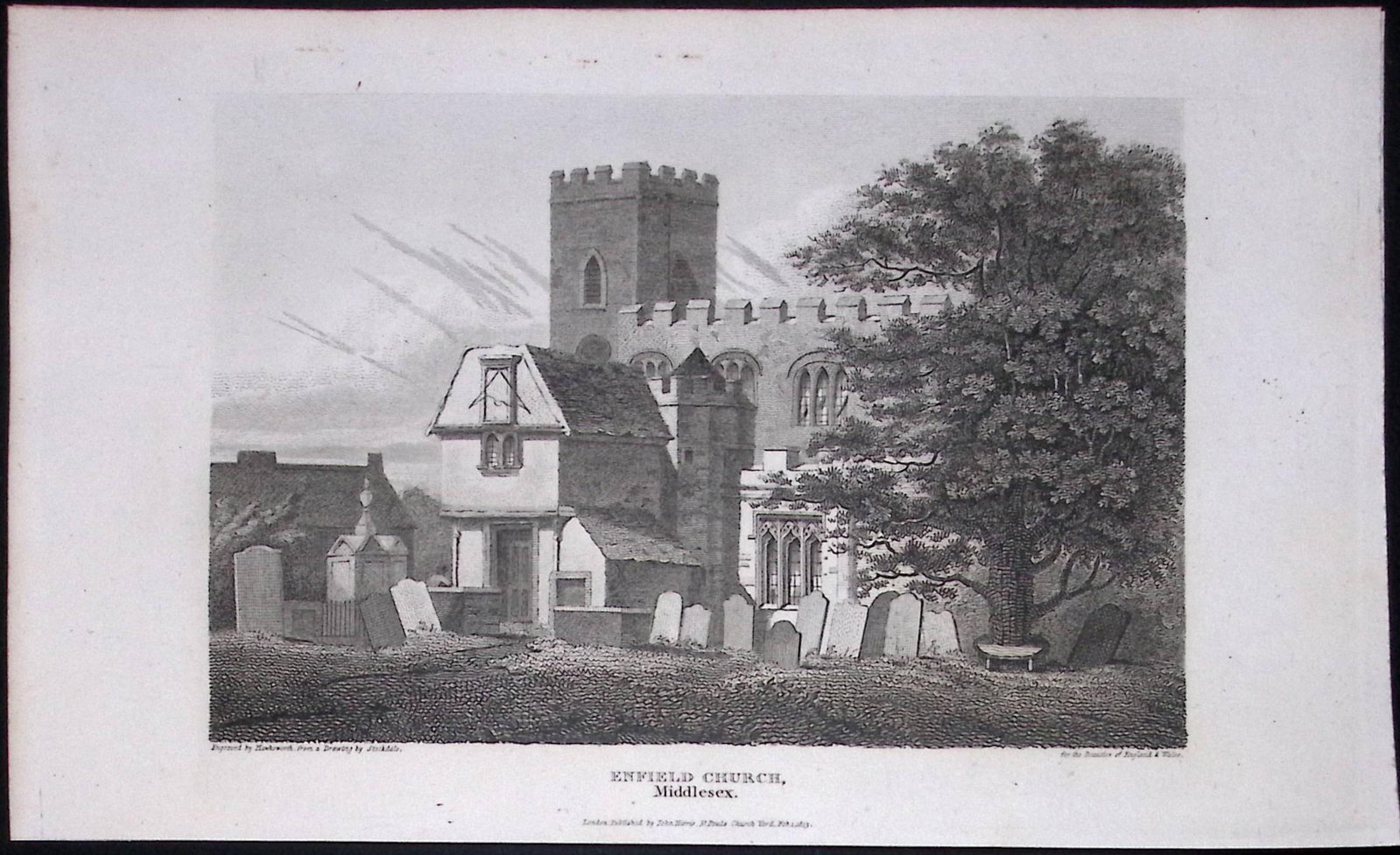London Enfield Church & Graveyard Antique 200 Years-Old Steel-Engraving-96: Title: London Enfield Church & Graveyard Antique 200 Years-Old Steel-Engraving-96 Description: This London Georgian Antique Print Was Removed from a First Edition of. The Beauties of Englan