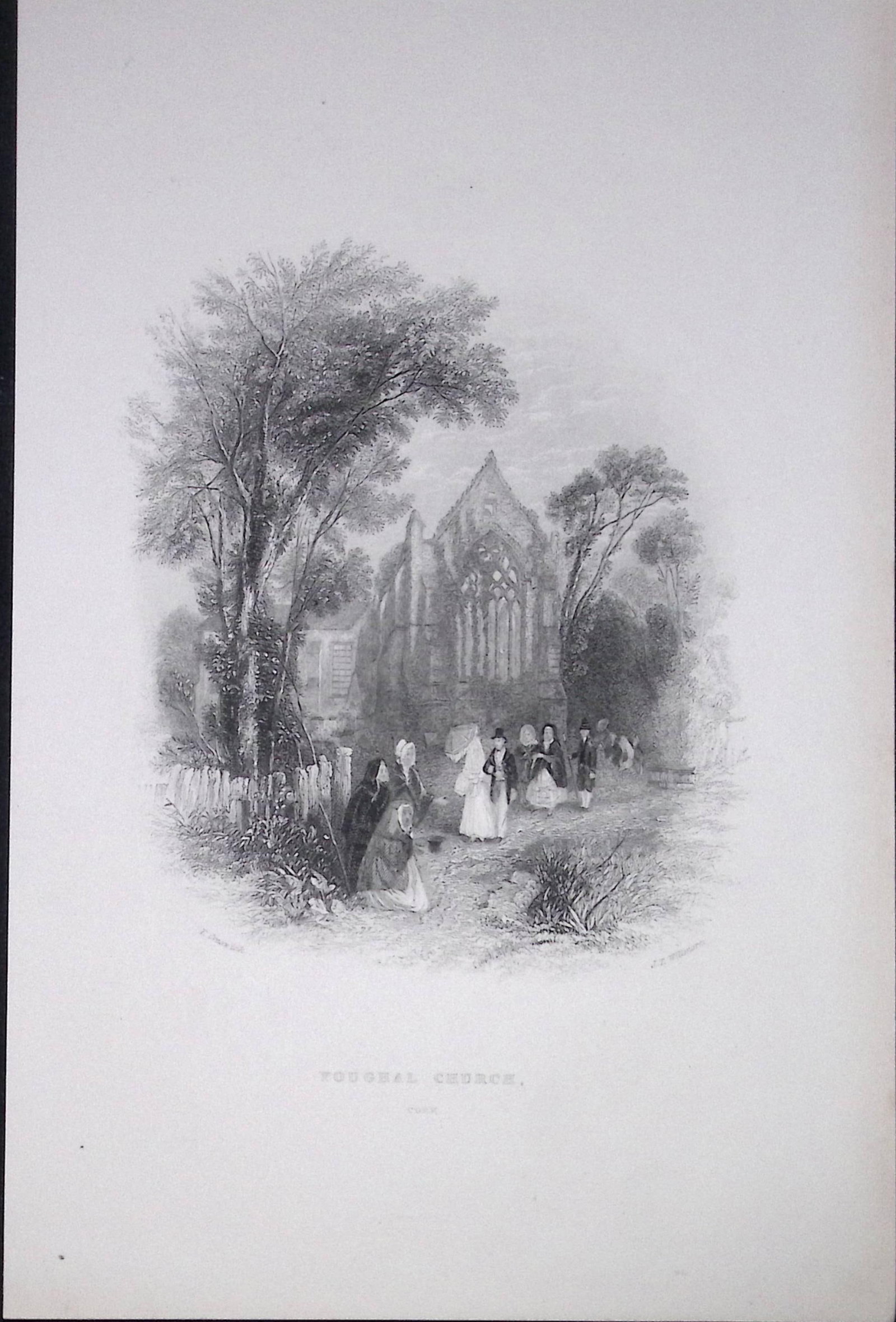 Ireland Youghal Church Cork Antique 183 Years-Old Steel-Engraving- (1 of 1)